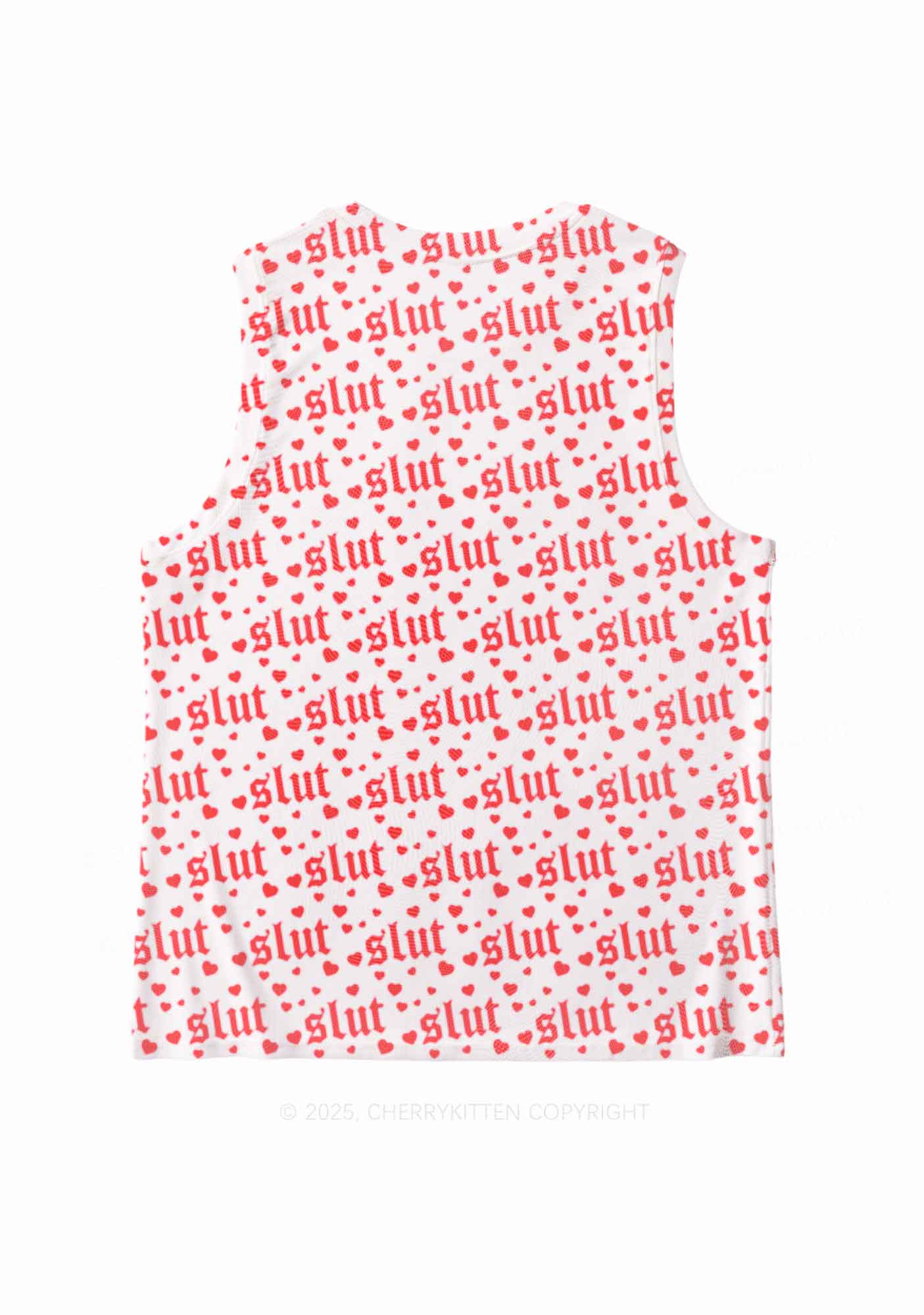 Slxt Red Heart Y2K Mesh Muscle Tank Cherrykitten