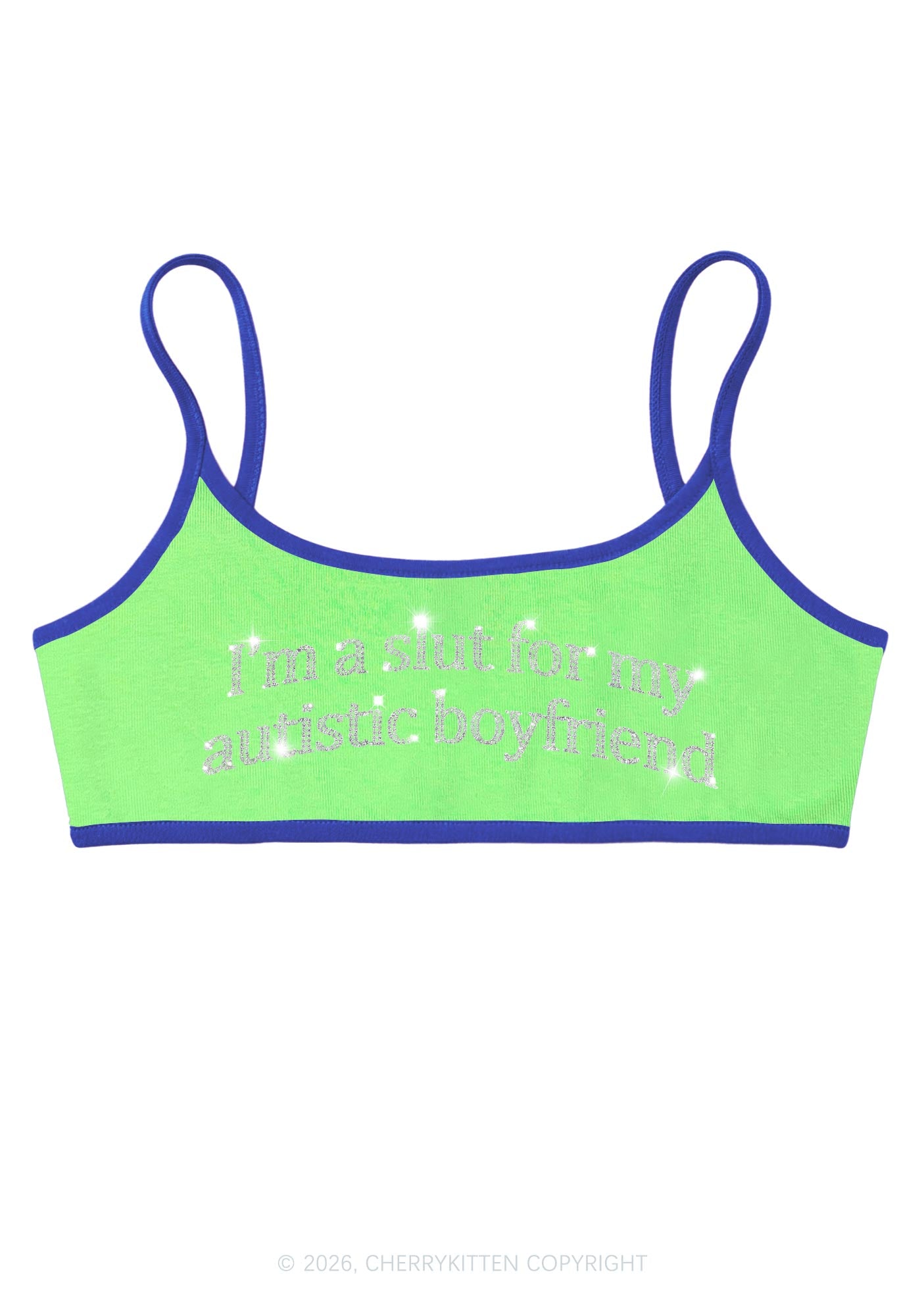Rhinestone Slxt For My Autistic BF Y2K Super Crop Cami Cherrykitten