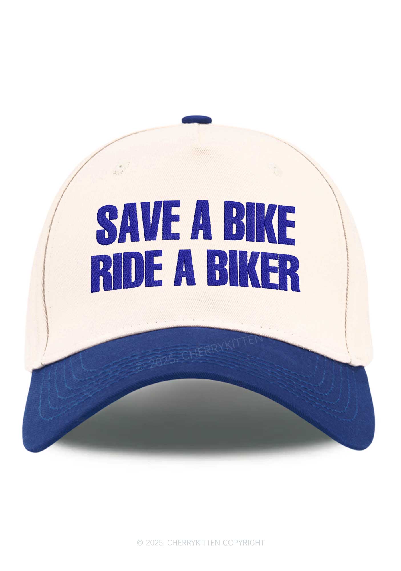 Embroidered Save Bike Ride Biker Y2K Color Block Baseball Cap Cherrykitten