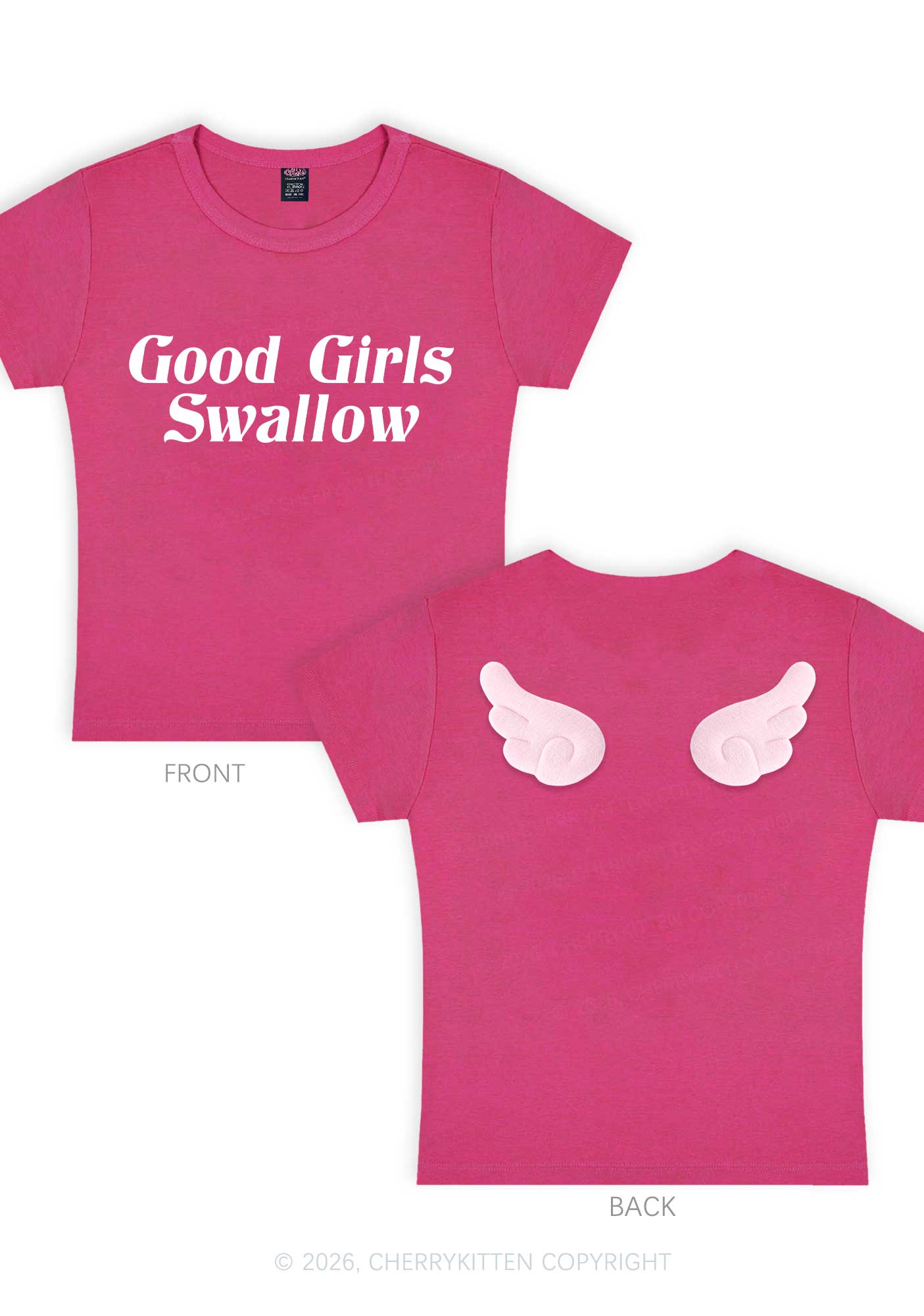 Good Girls Swallow Y2K Goth Angel Wings Baby Tee Cherrykitten