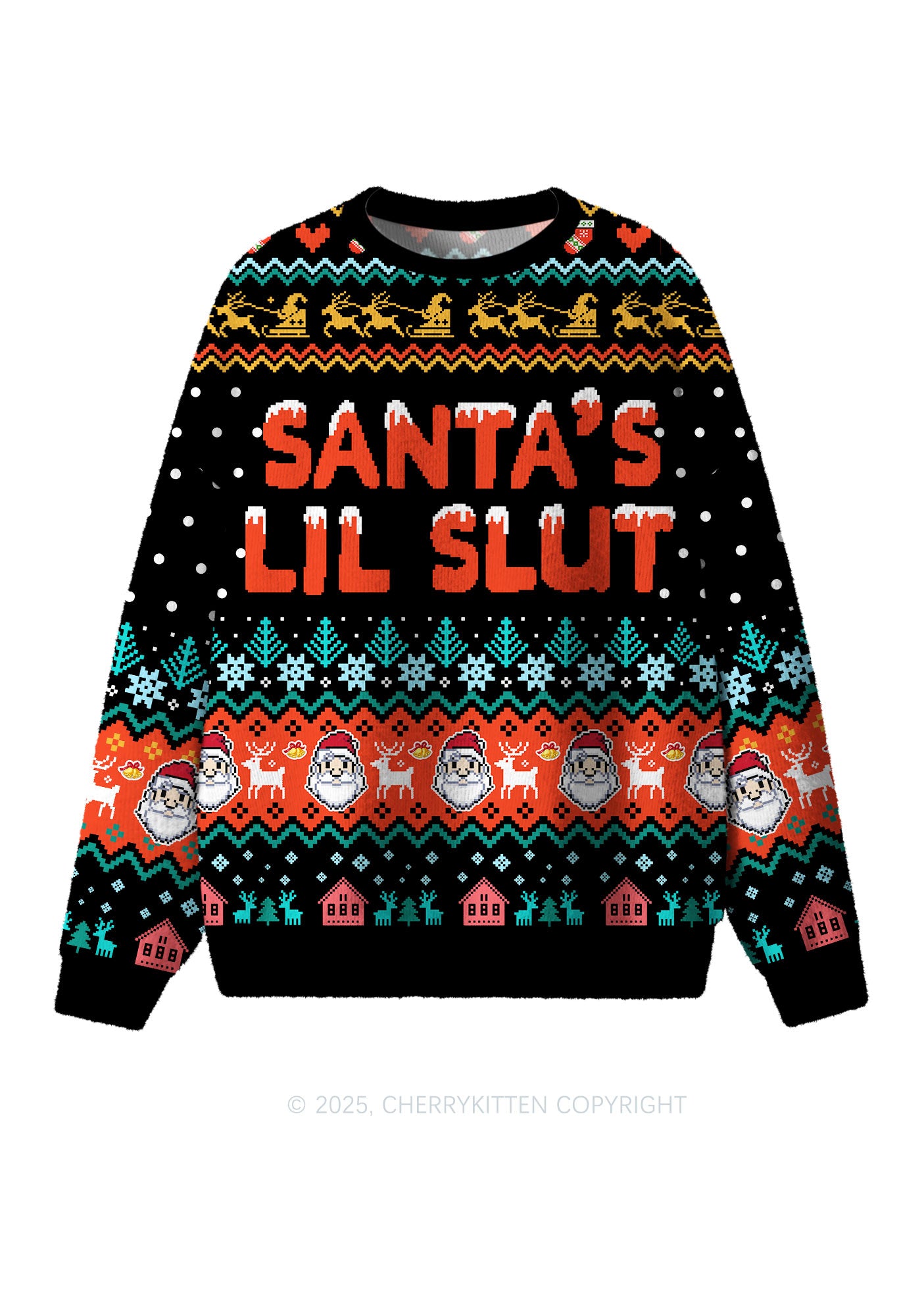 Santas Lil Slxt Y2K Christmas Knit Sweatshirt Cherrykitten