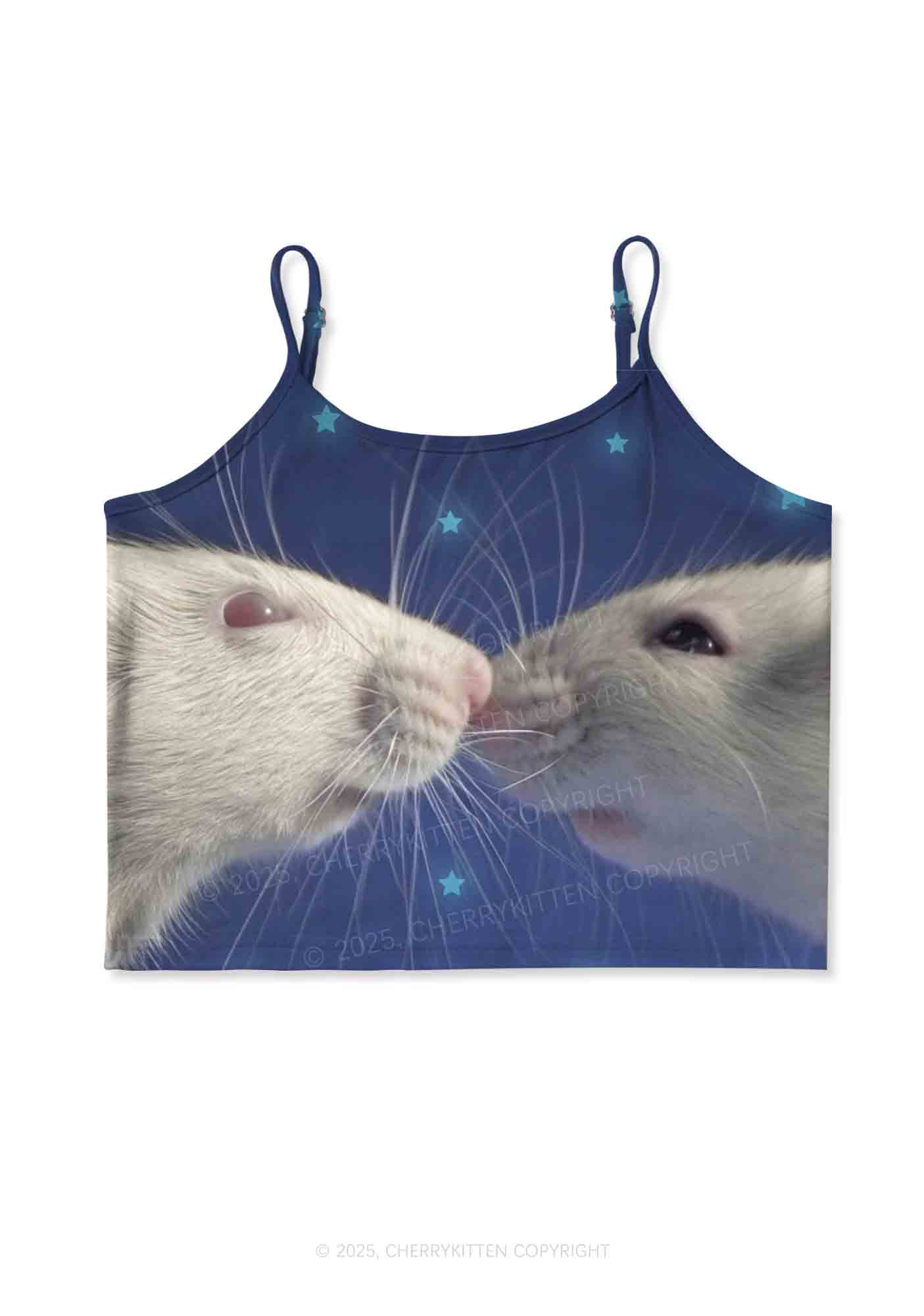 Kissing Rats Y2K Print Cami Crop Top Cherrykitten