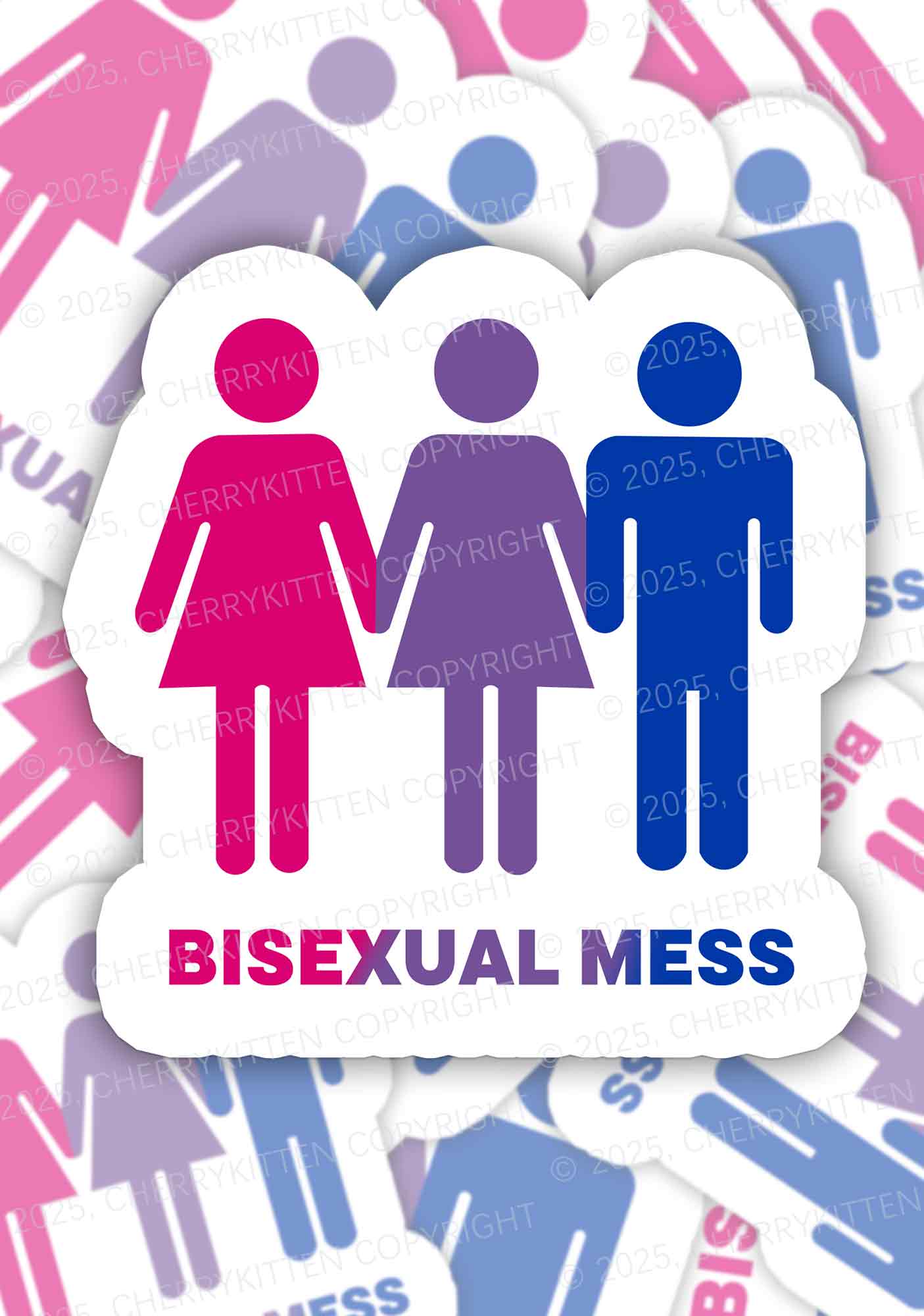 Bisexual Mess Love Pride 1Pc Y2K Sticker Cherrykitten