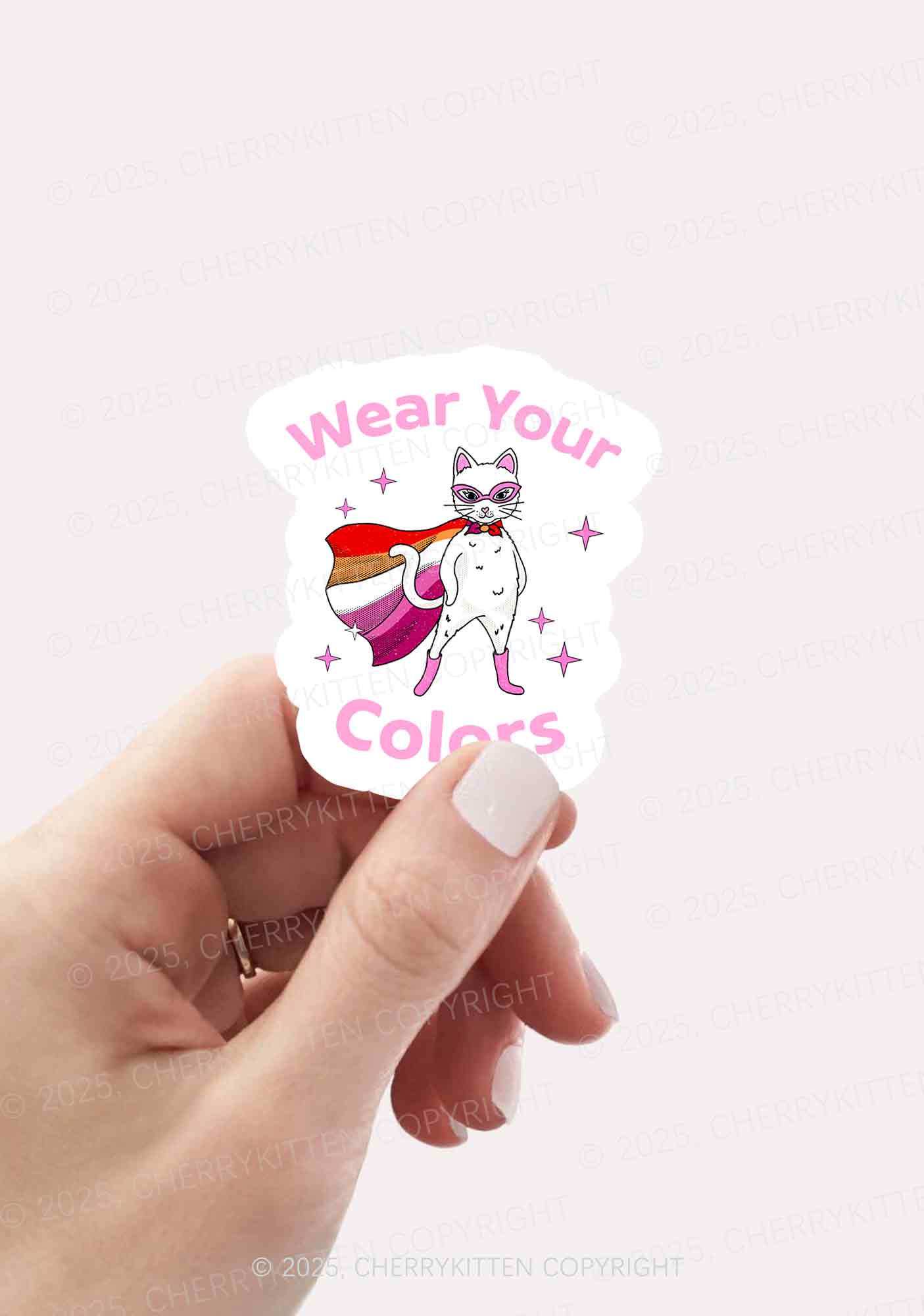 Lesbian Flag Cat Pride 1Pc Y2K Sticker Cherrykitten