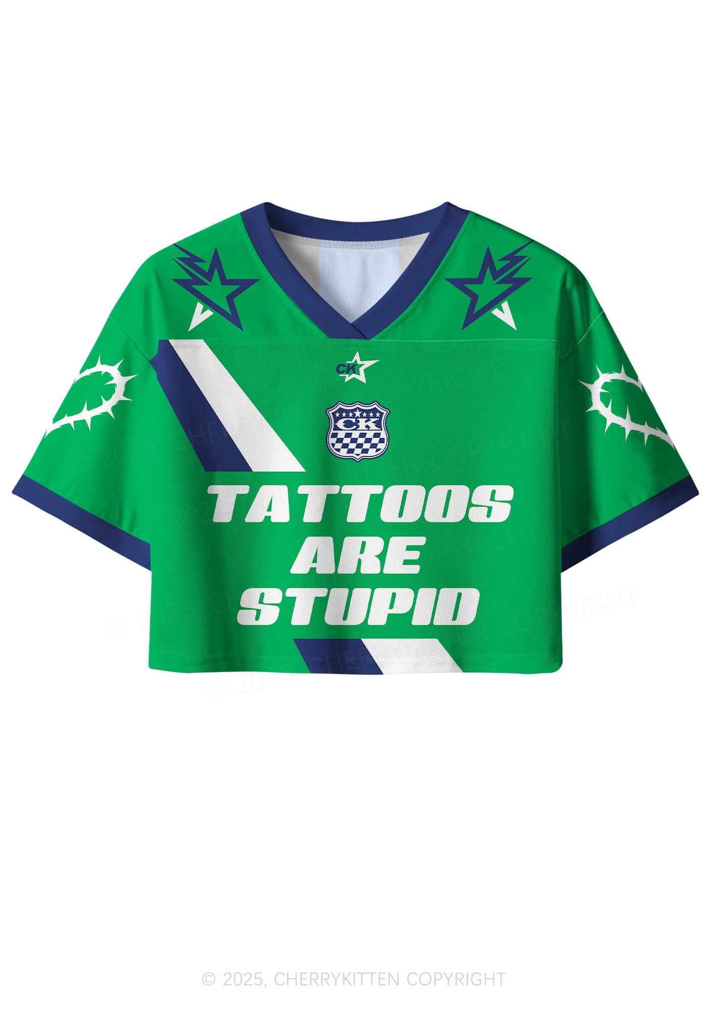 Custom Tattoos Are Stupid Y2K Crop Sport Jersey Shirts Cherrykitten