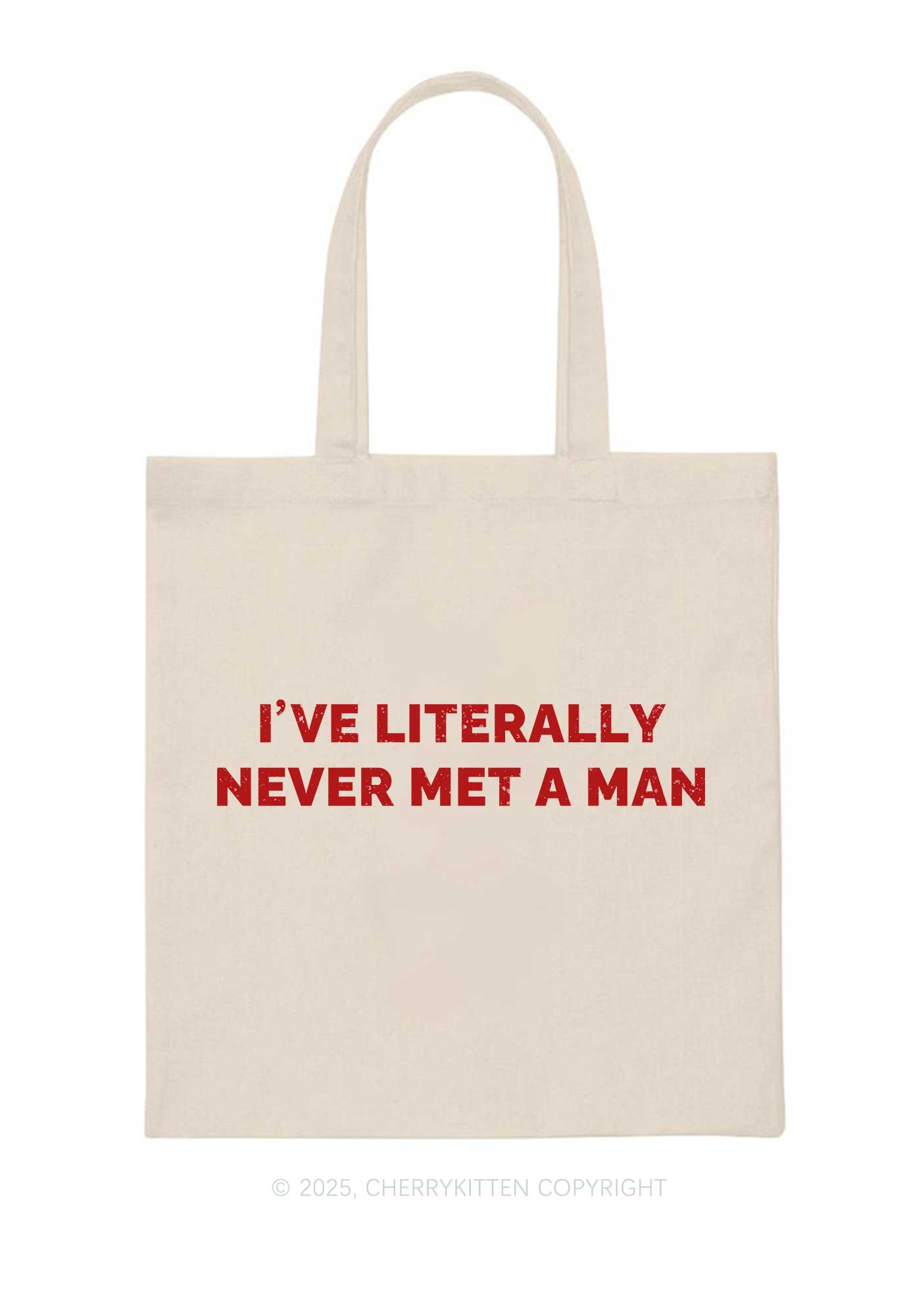 Never Met A Man Pride Y2K Canvas Tote Bag Cherrykitten