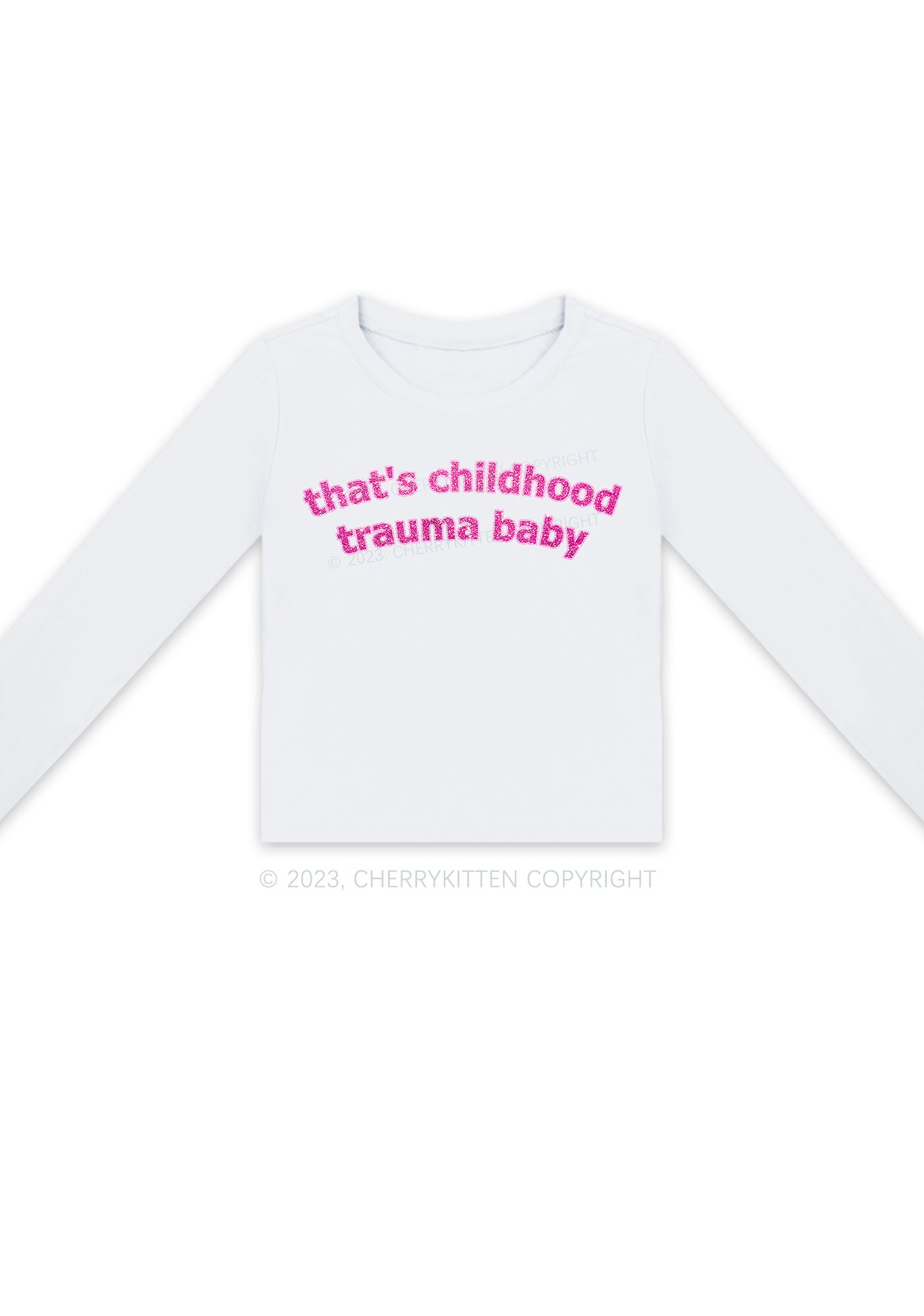 Childhood Trauma Long Sleeve Crop Top Cherrykitten