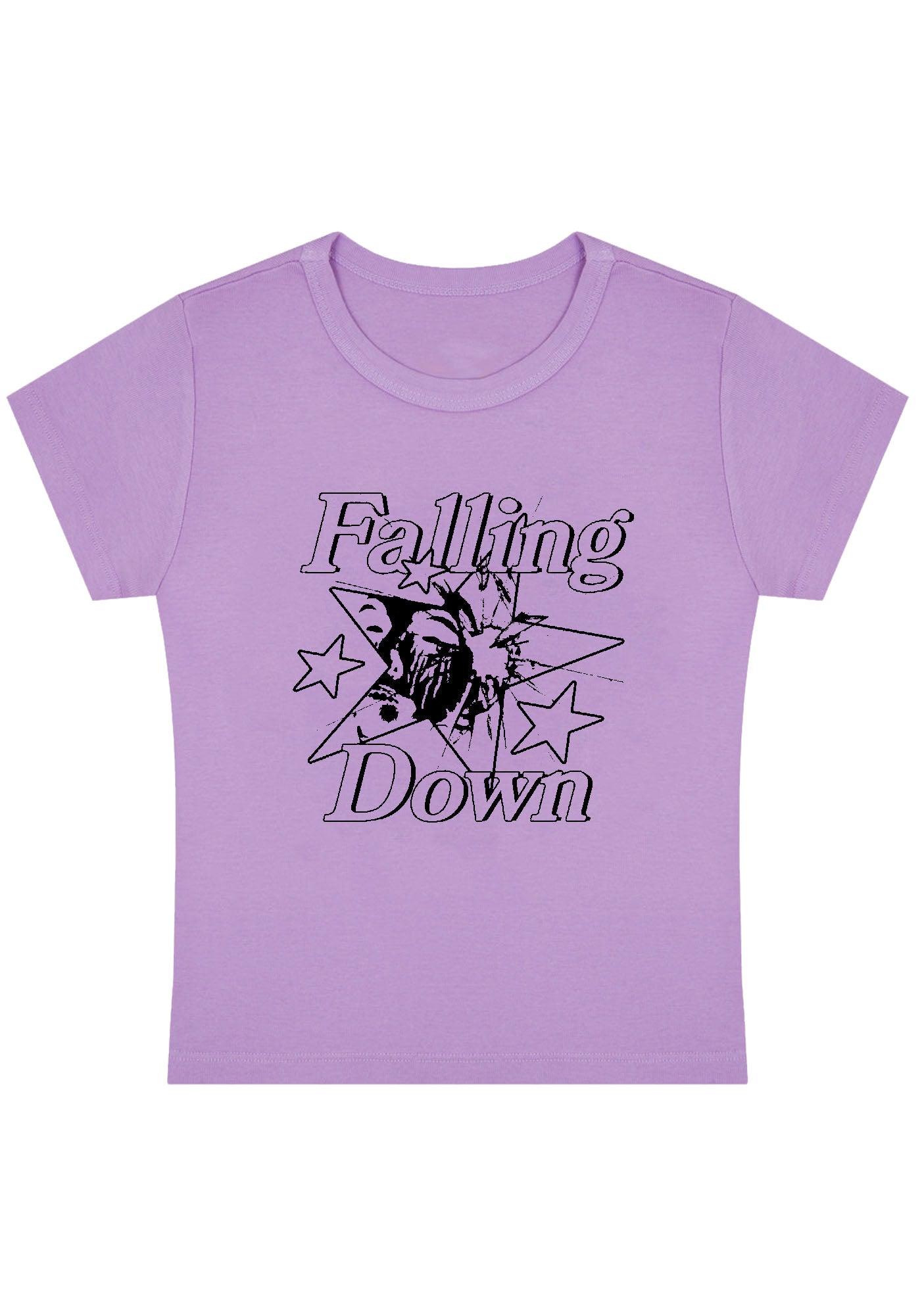 Falling Down Pentagram Y2K Baby Tee