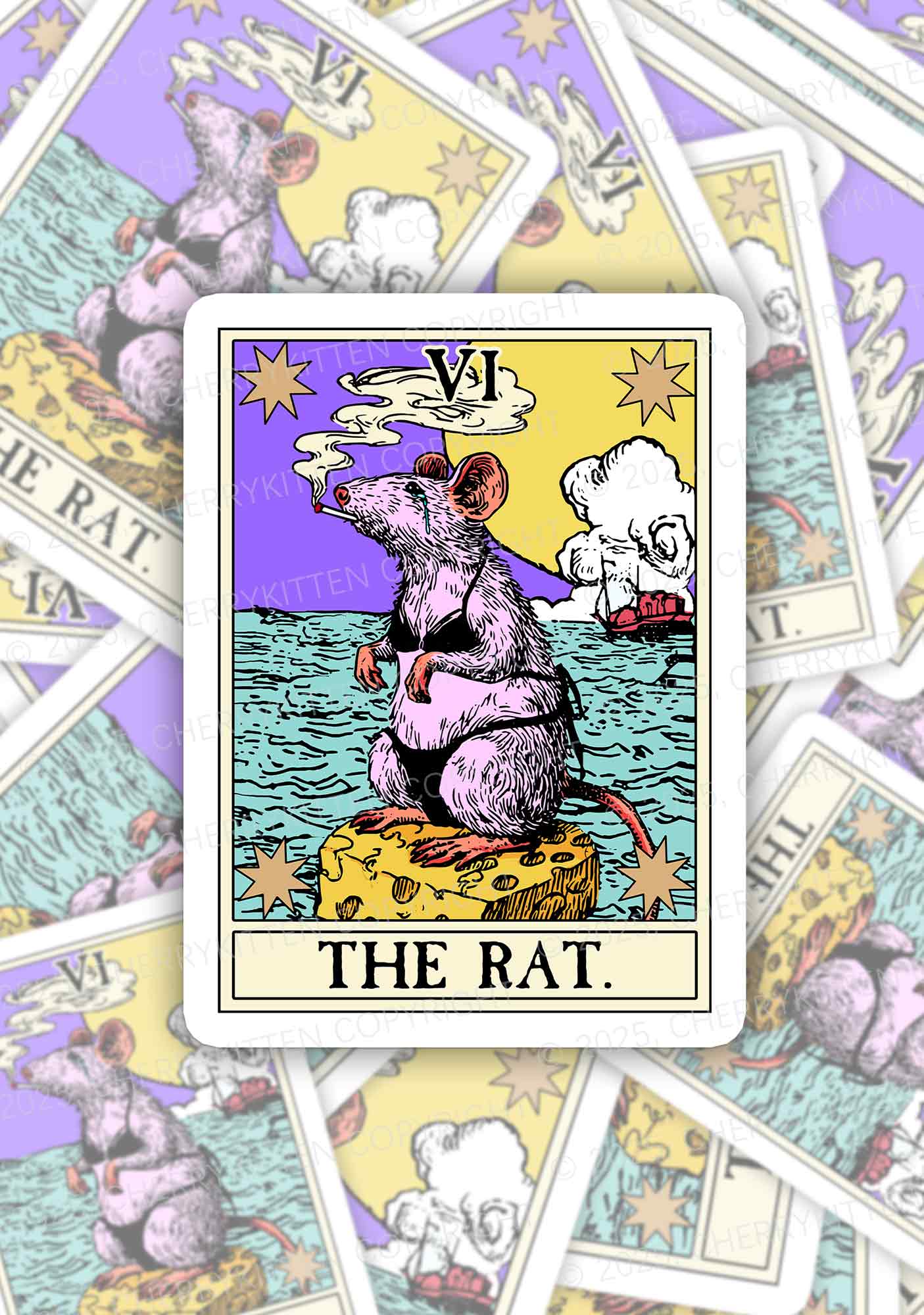 The Rat Smoking 1Pc Y2K Sticker Cherrykitten