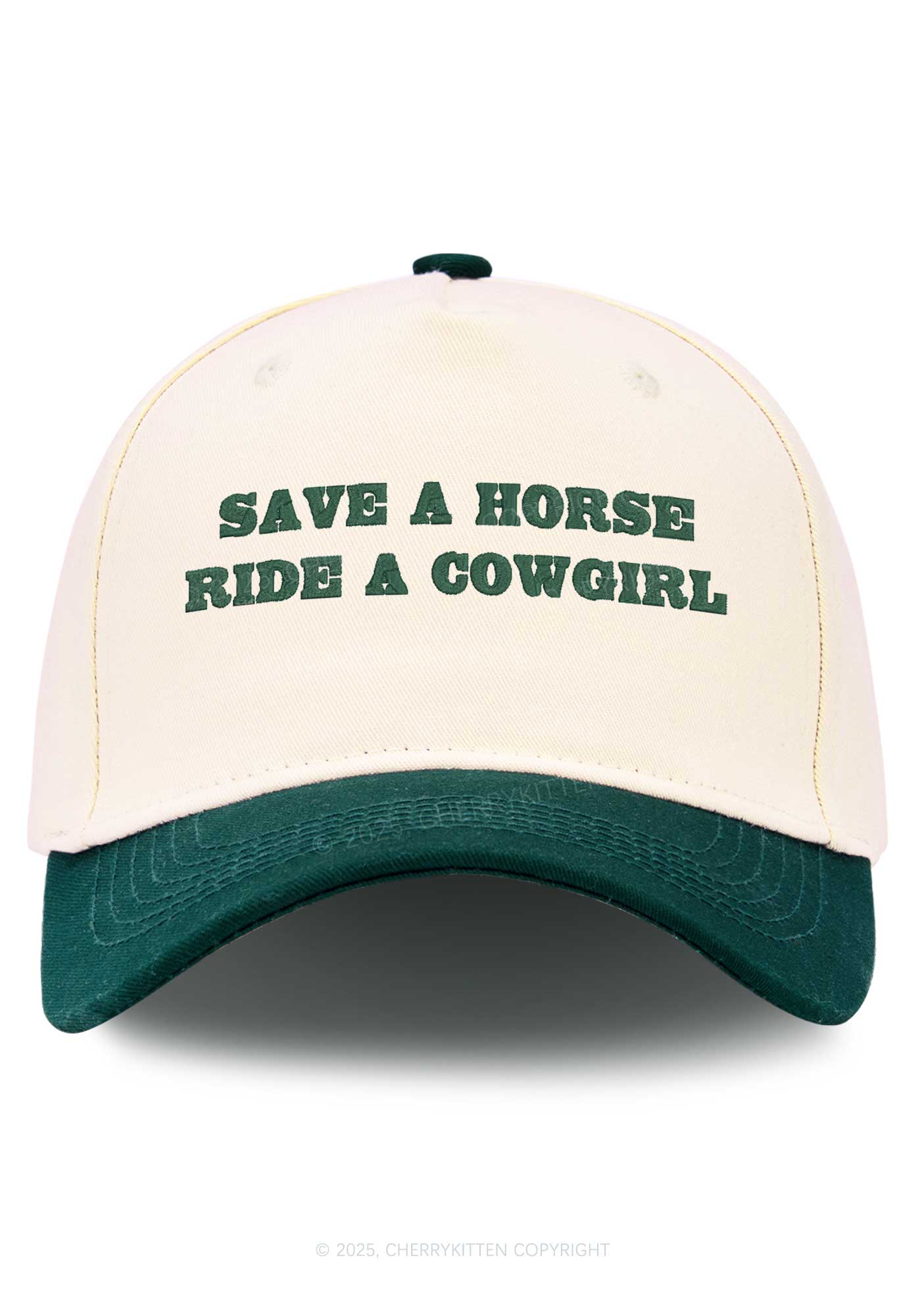 Embroidered Save A Horse Ride A Cowgirl Y2K Color Block Baseball Cap Cherrykitten