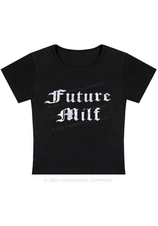 Silver Glitter Future Mxxf Y2K Baby Tee Cherrykitten