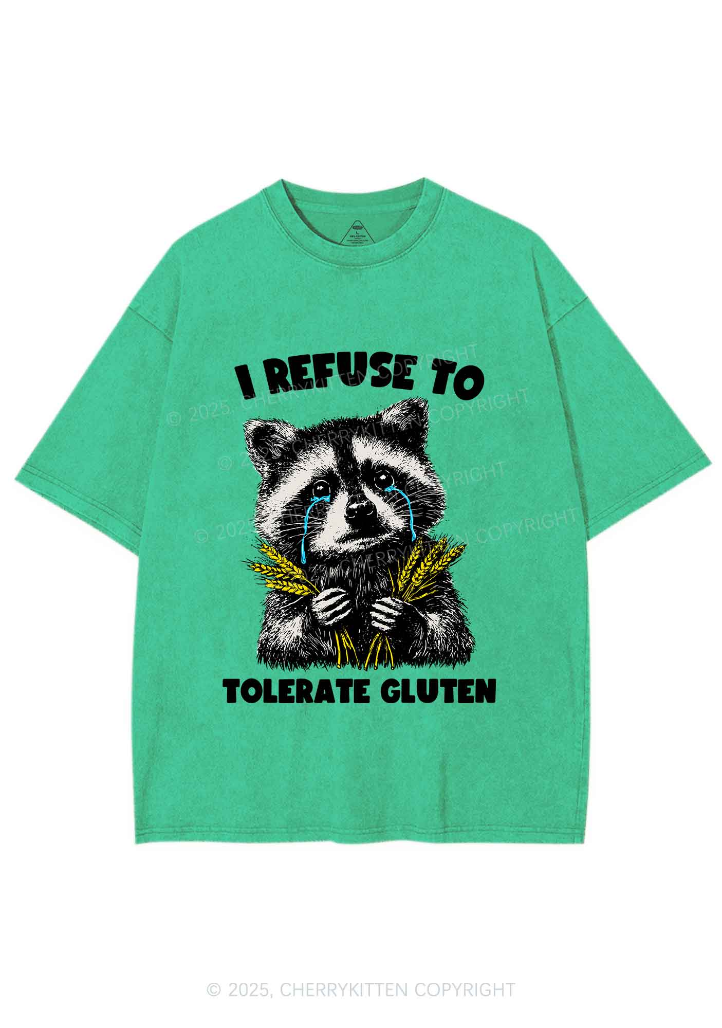 Refuse To Tolerate Gluten Y2K Shirts Washed Tee Cherrykitten