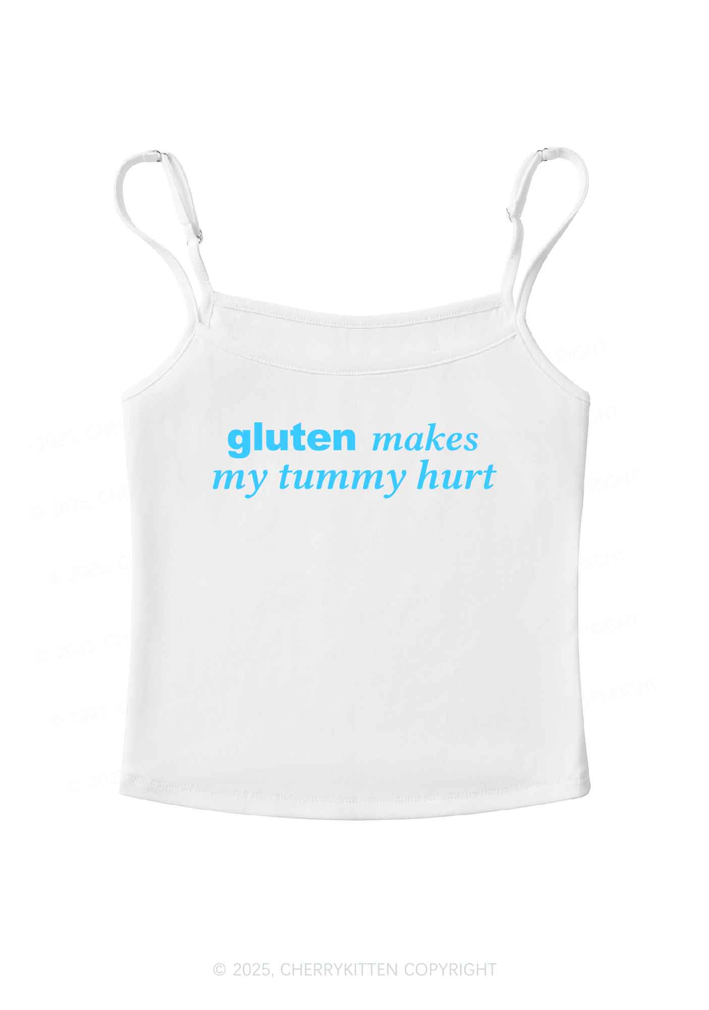 Gluten Makes Tummy Hurt Y2K Spaghetti Strap Cami Cherrykitten