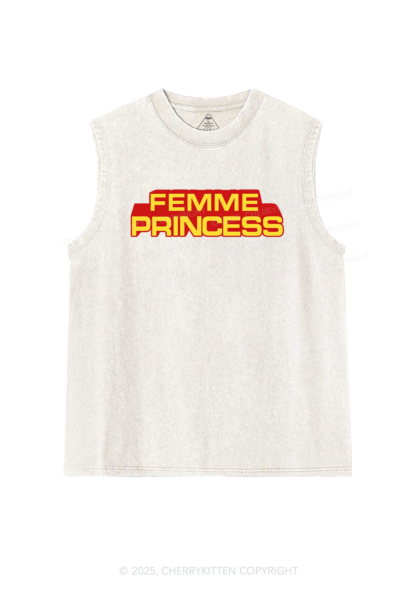 Femme Princess Pride Y2K Washed Muscle Tank Cherrykitten