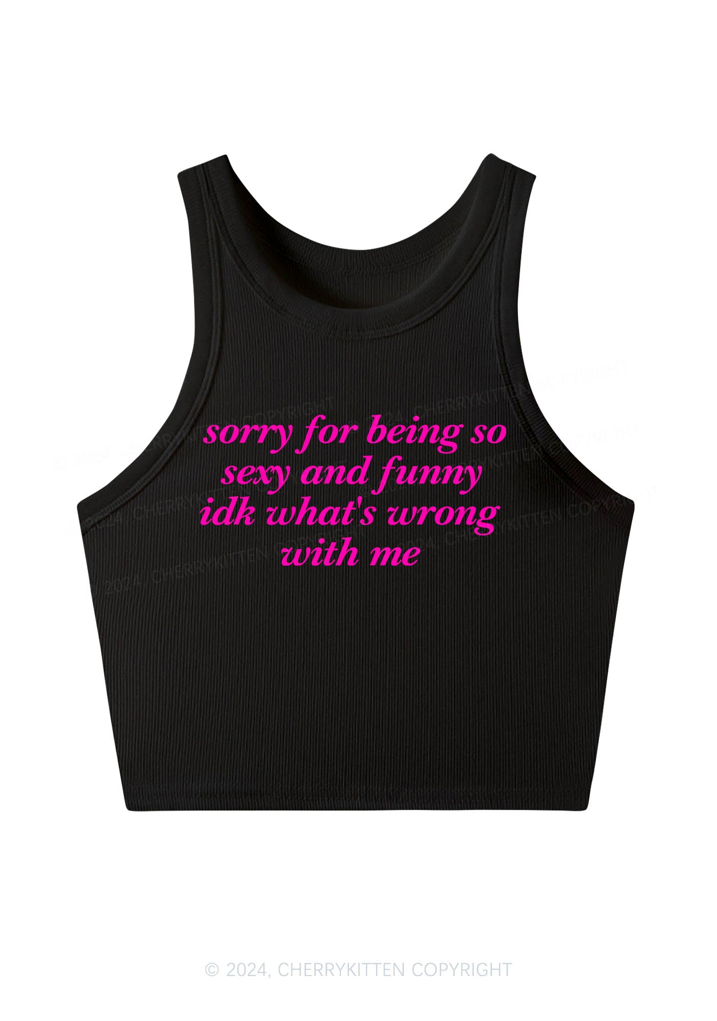 Sorry For Being So Funny Y2K Crop Tank Top Cherrykitten