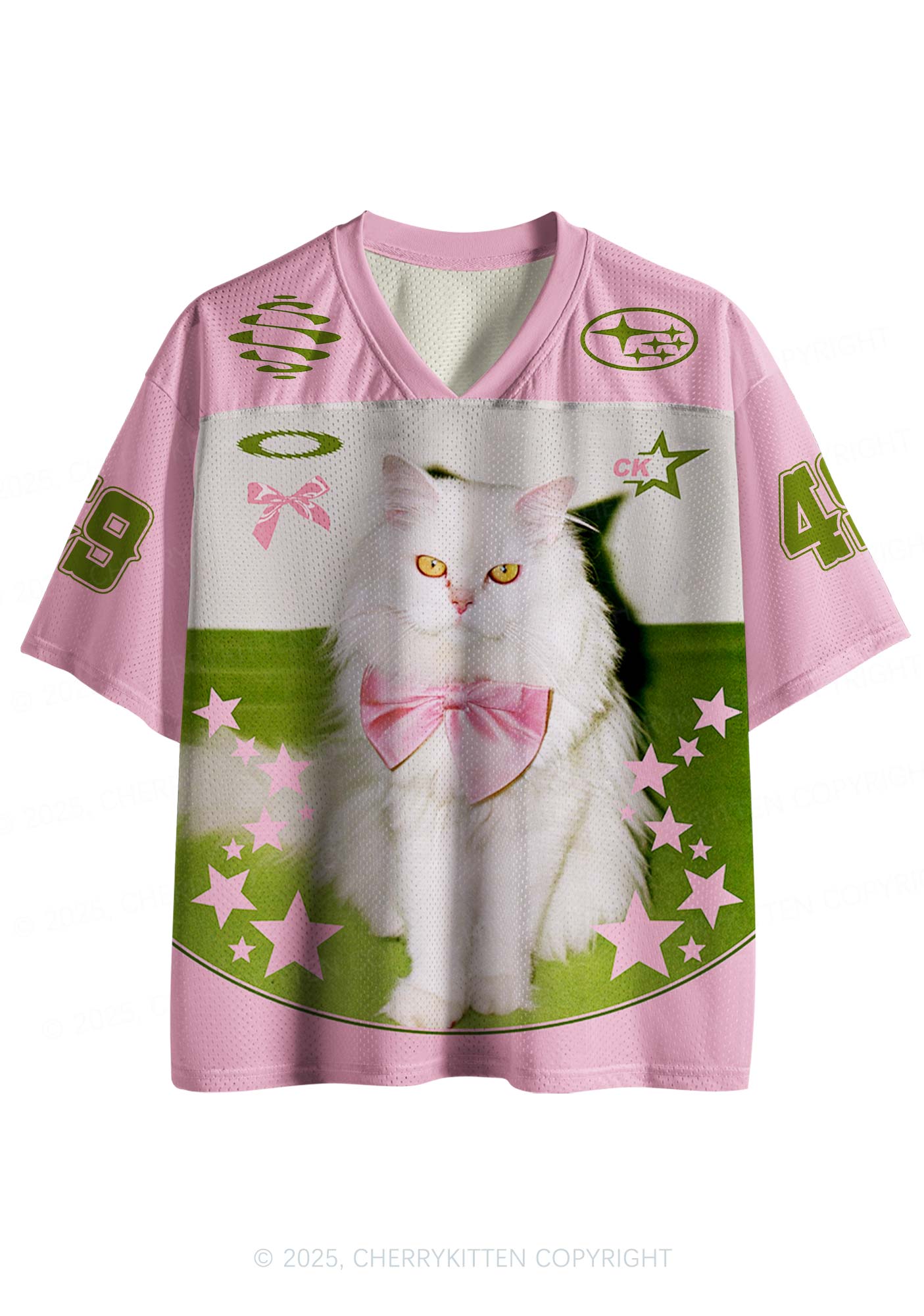 Custom Pink Bow Cat Y2K Sport Jersey Shirts Cherrykitten