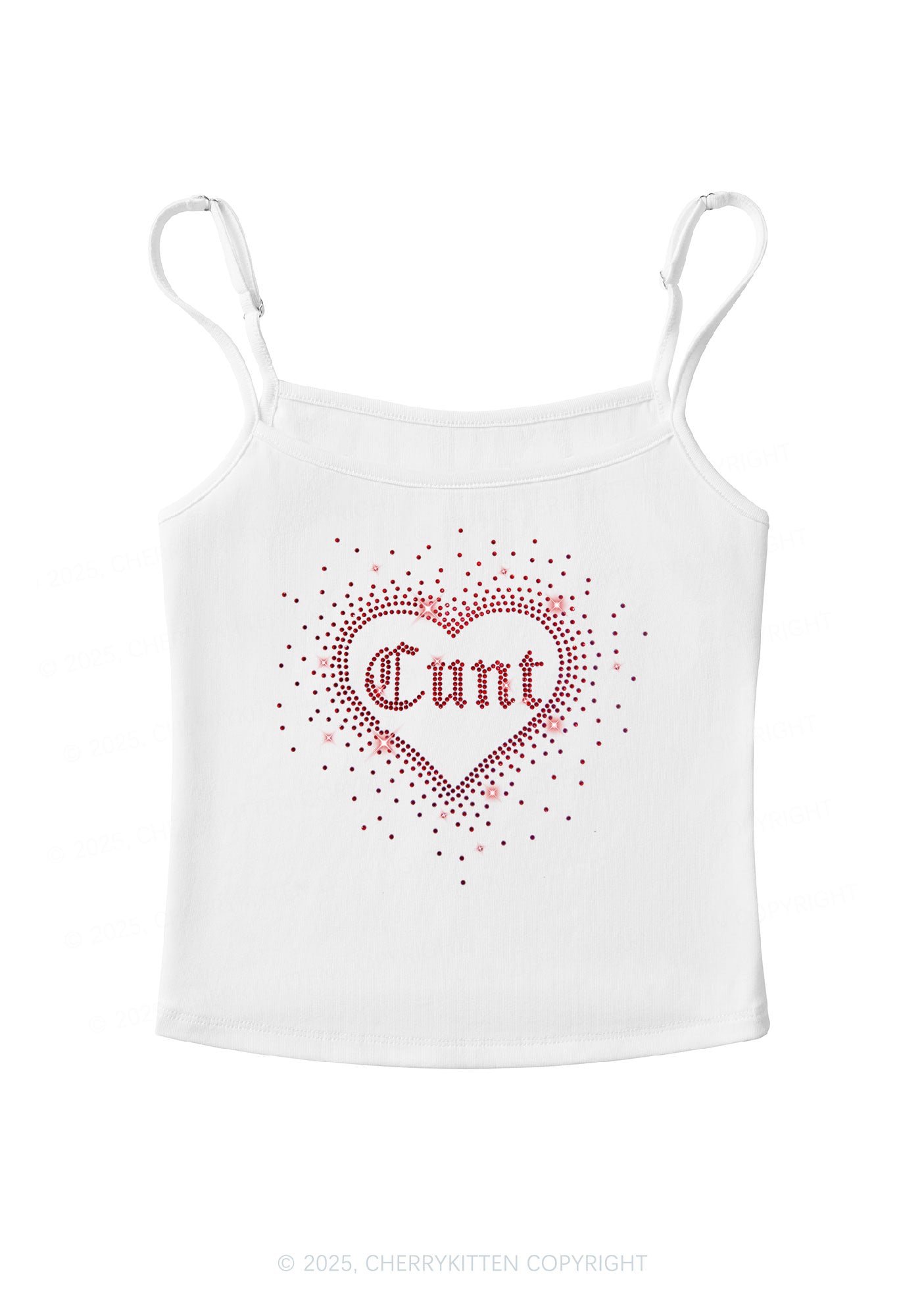 Rhinestone Love Cxxt Y2K Spaghetti Strap Cami Cherrykitten
