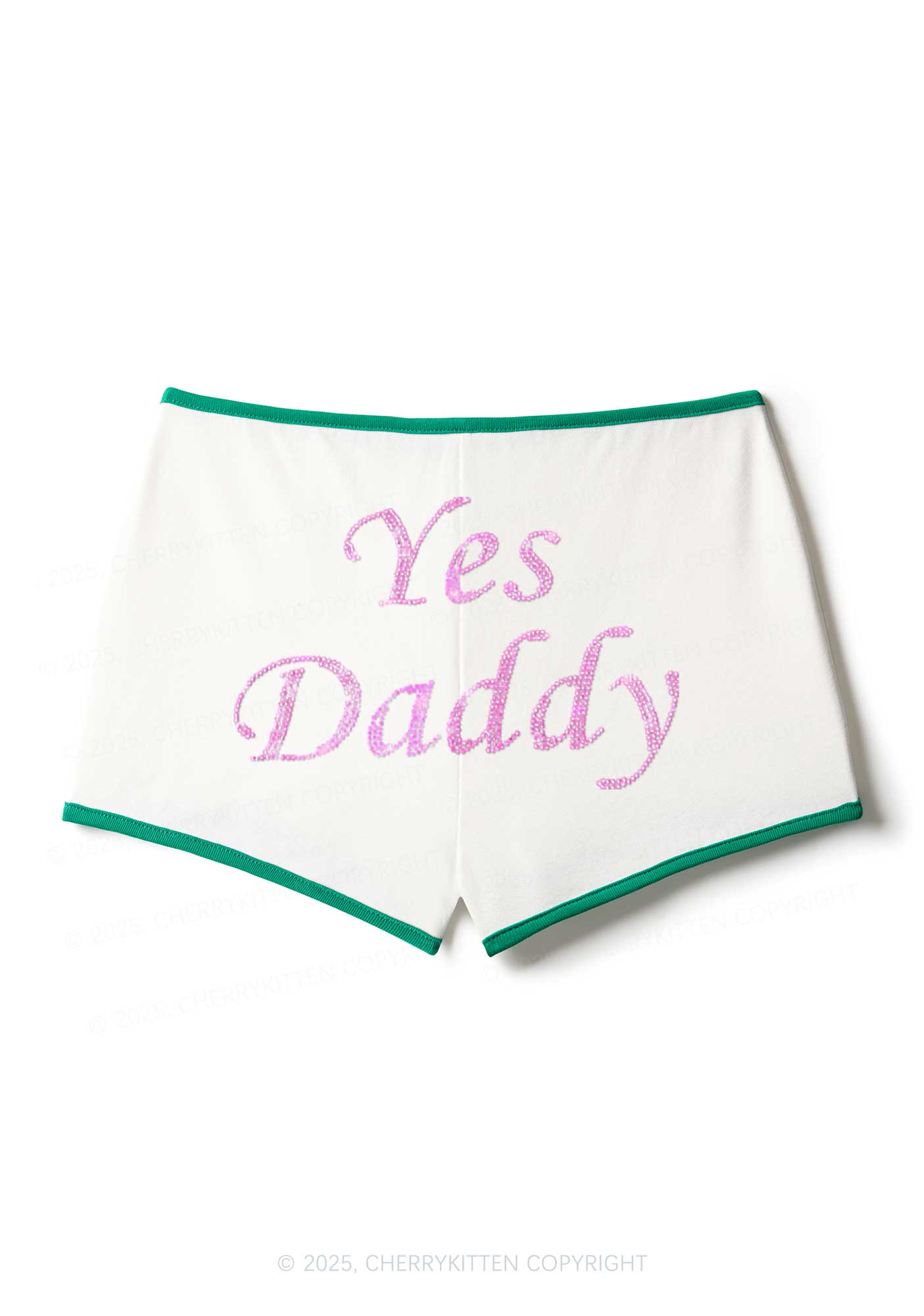 Rhinestone Yes Daddy Y2K Booty Shorts Cherrykitten