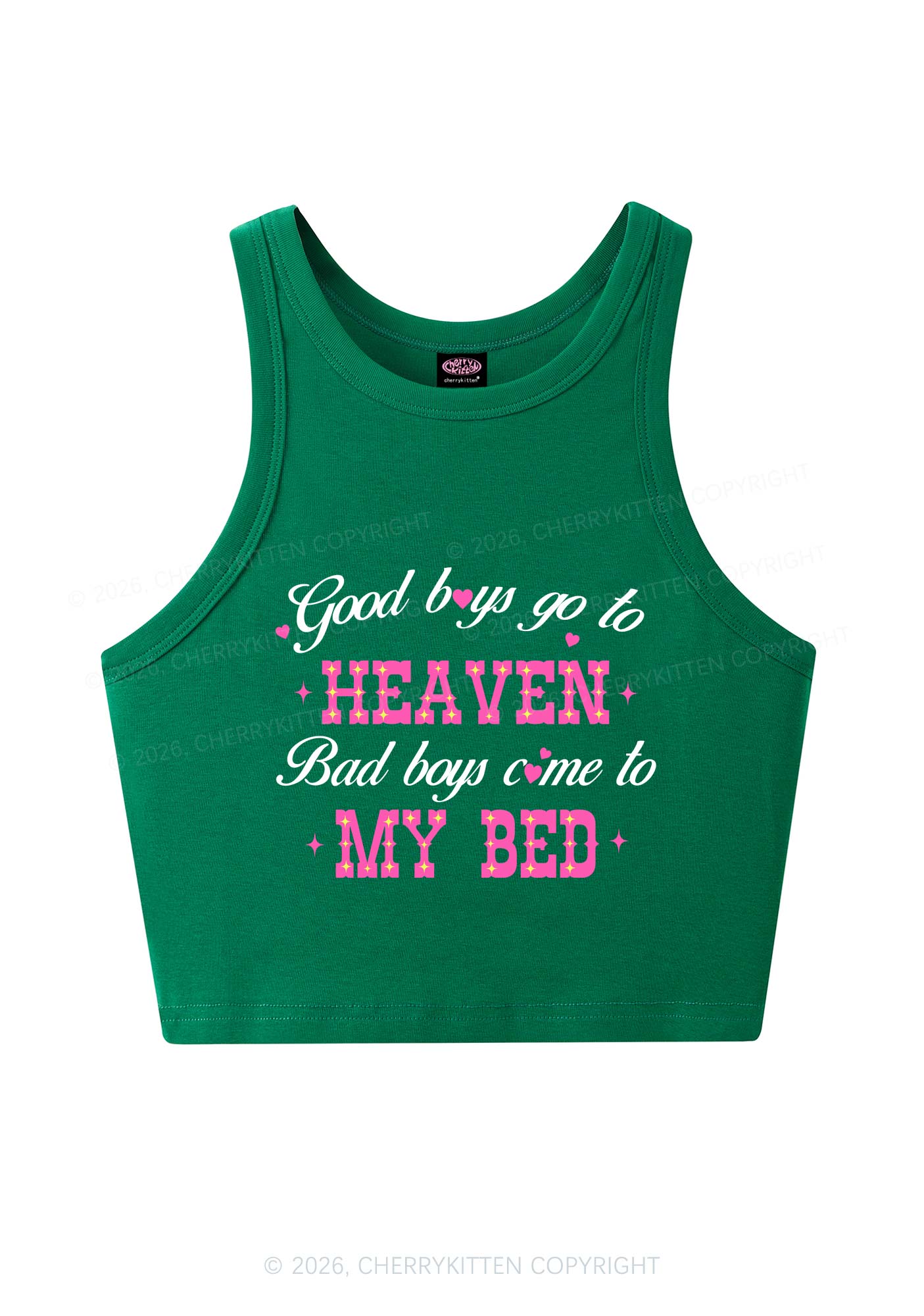 Bad Boys Come To My Bed Y2K Crop Tank Top Cherrykitten