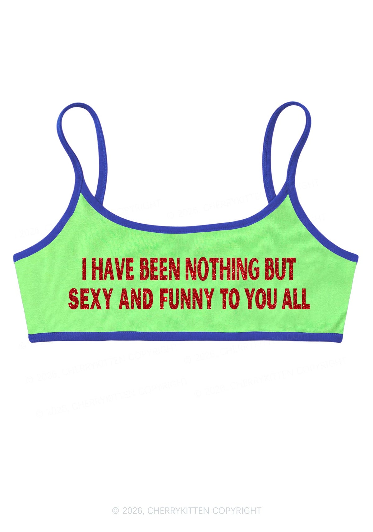 Glitter I Have Been Funny Y2K Super Crop Cami Cherrykitten