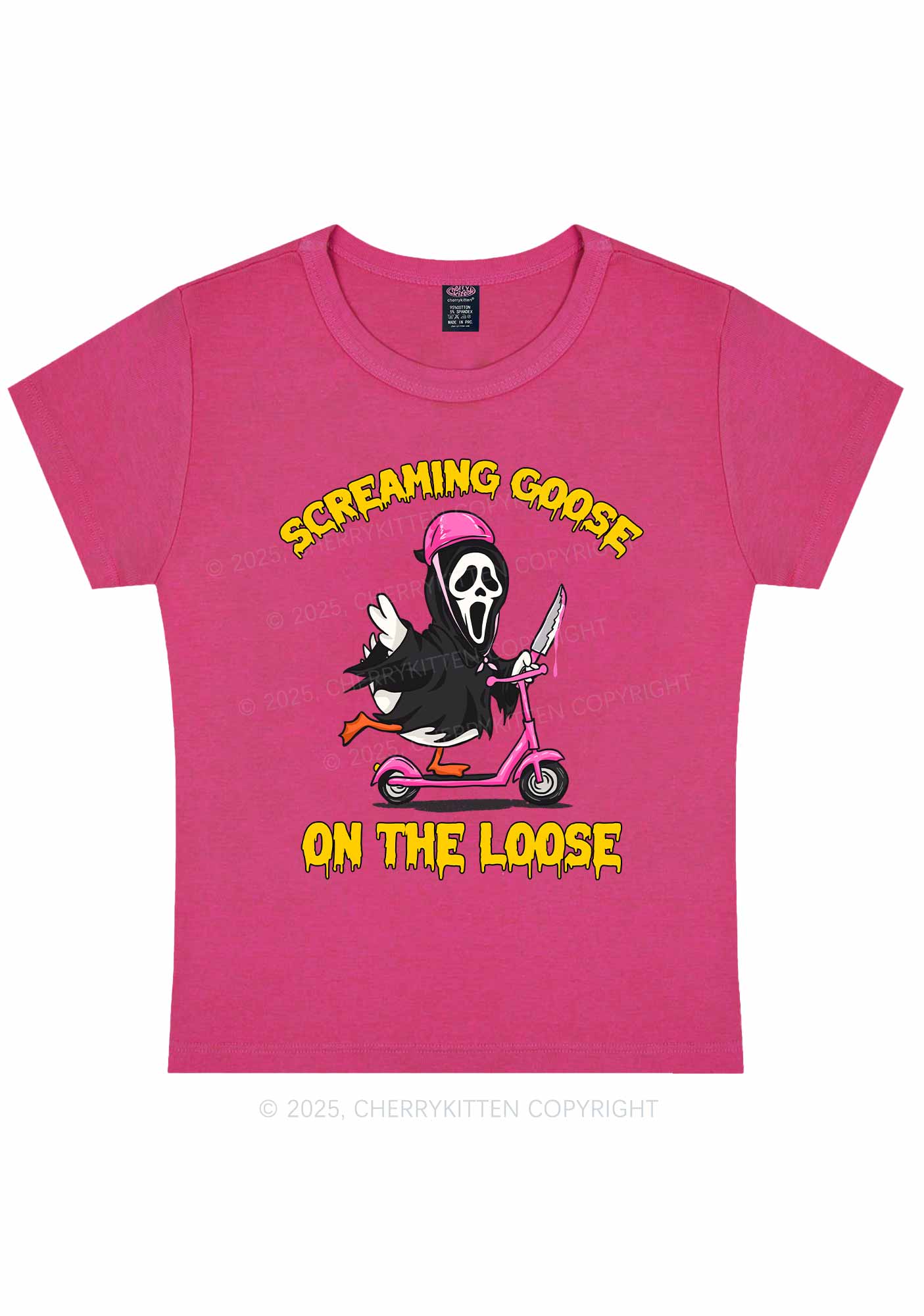 Halloween Screaming Goose On Loose Y2K Baby Tee Cherrykitten