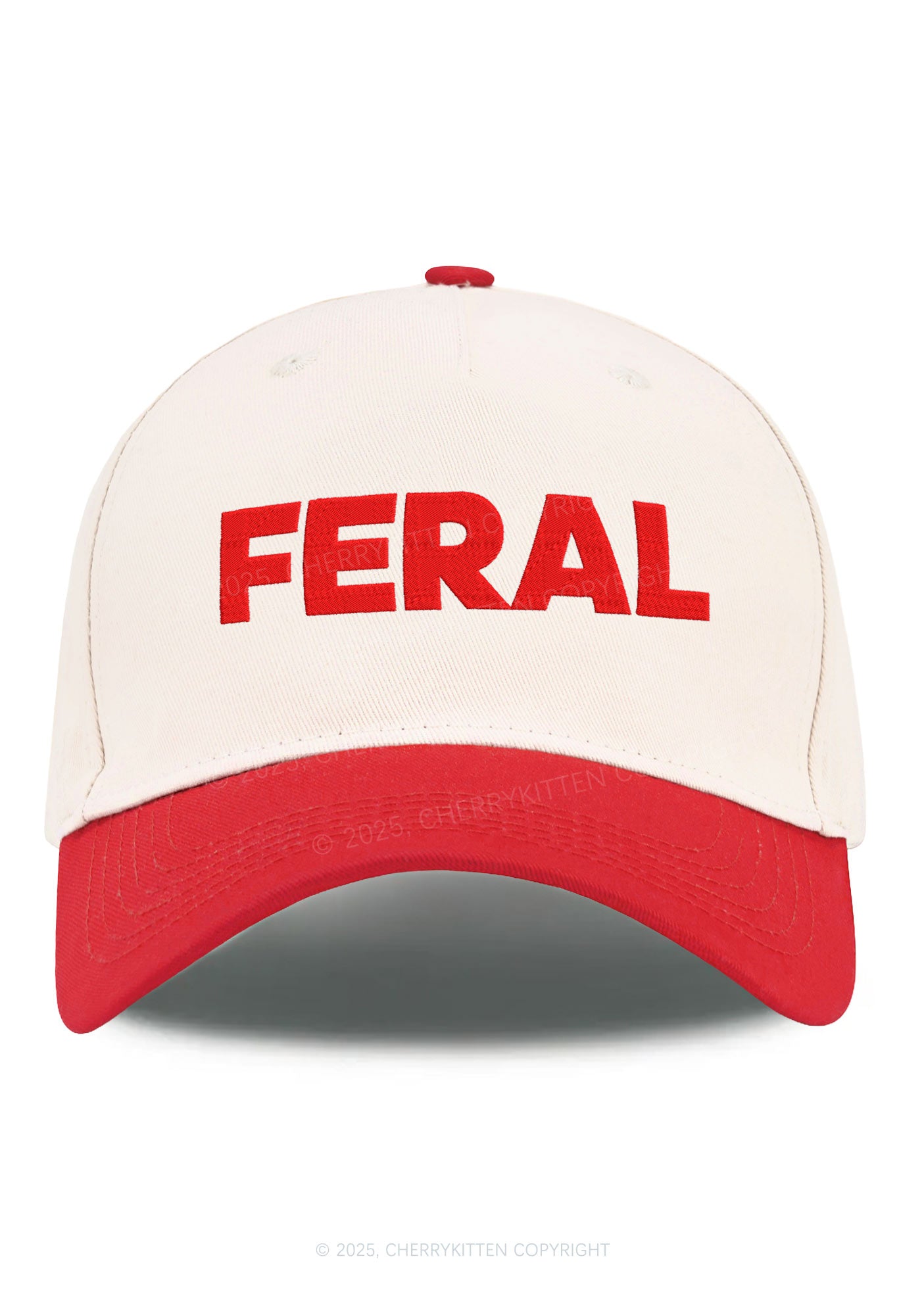Embroidered Feral Y2K Color Block Baseball Cap Cherrykitten