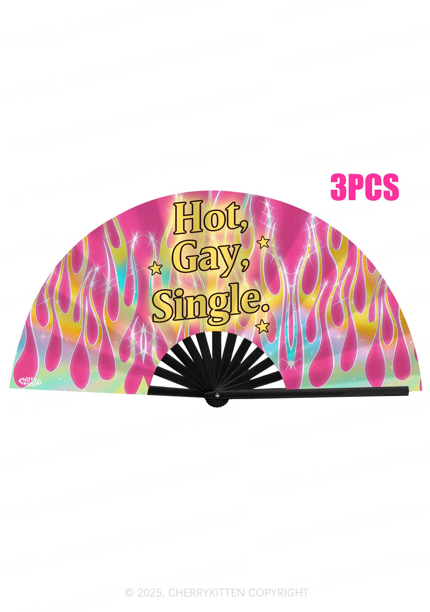 Hot Gay Single Pride Y2K Rave Hand Fan Cherrykitten