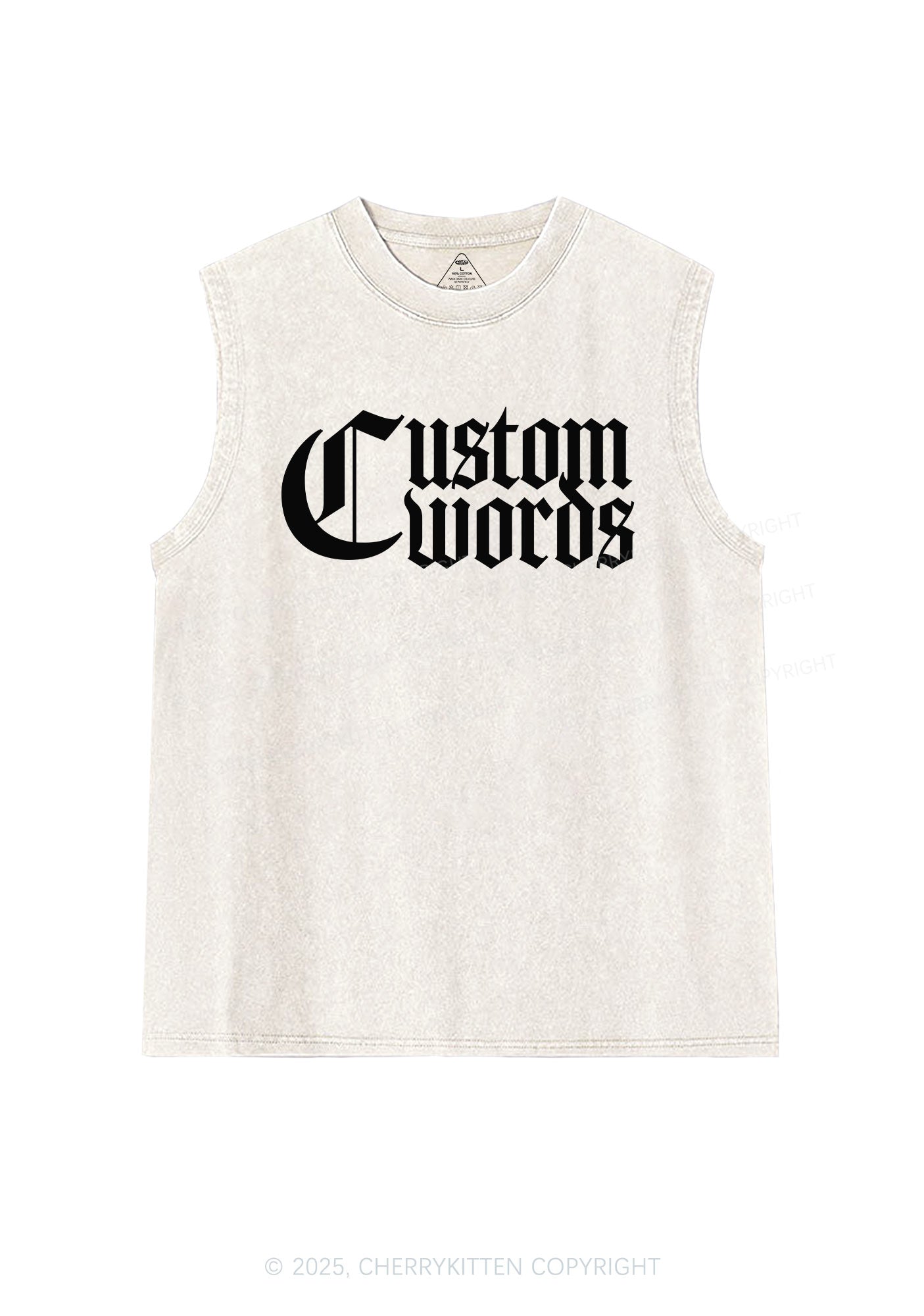 Custom Text Gothic Font Y2K Washed Muscle Tank Cherrykitten