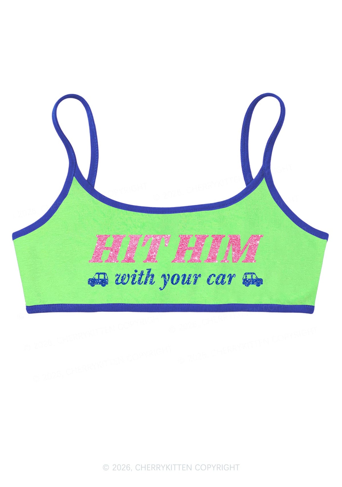 Glitter Hit Him Y2K Super Crop Cami Cherrykitten