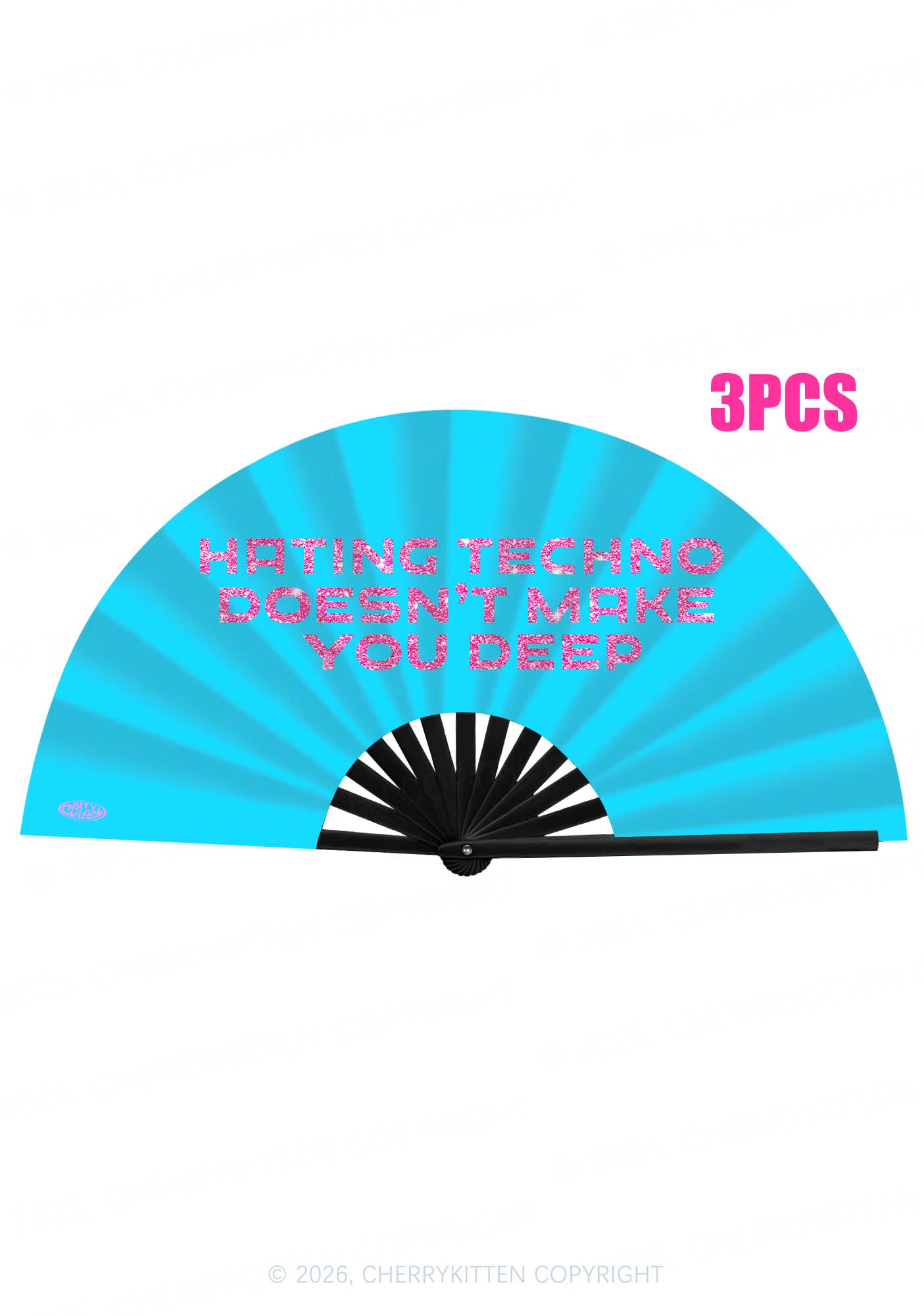 Hating Techno Doesnt Make You Deep Y2K Rave Hand Fan Cherrykitten