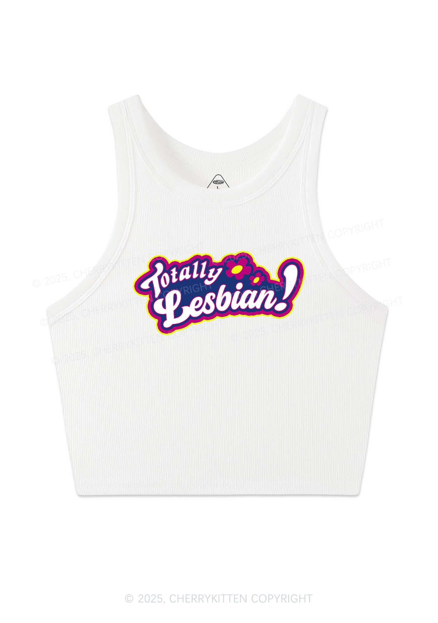 Totally Lesbian Pride Y2K Crop Tank Top Cherrykitten