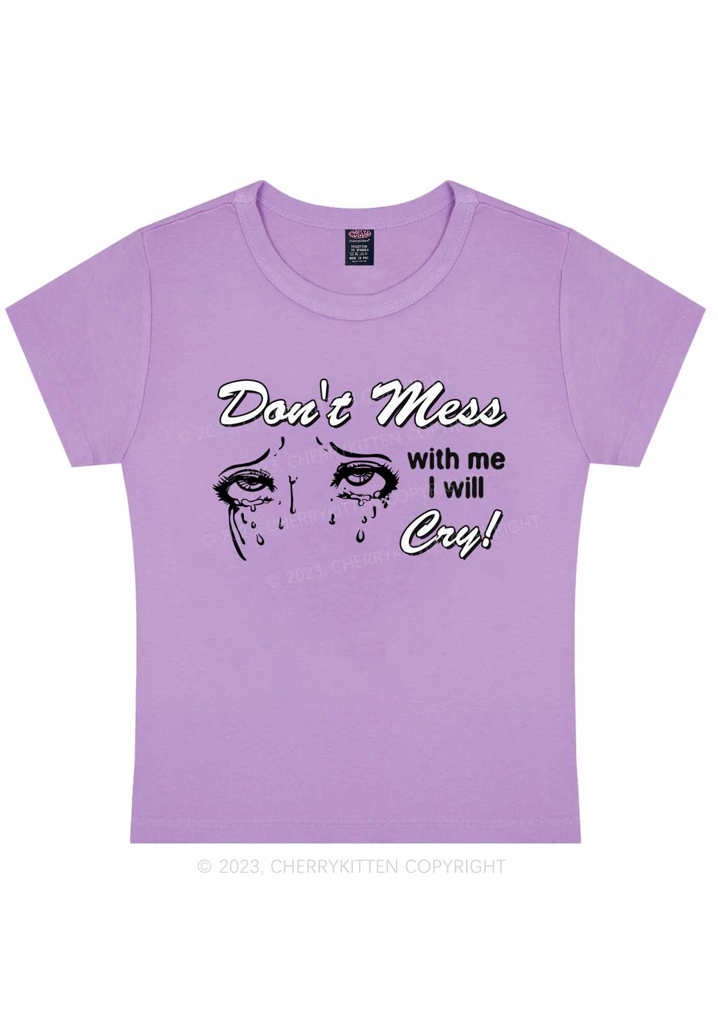 Curvy Don't Mess With Me Y2K Baby Tee Cherrykitten