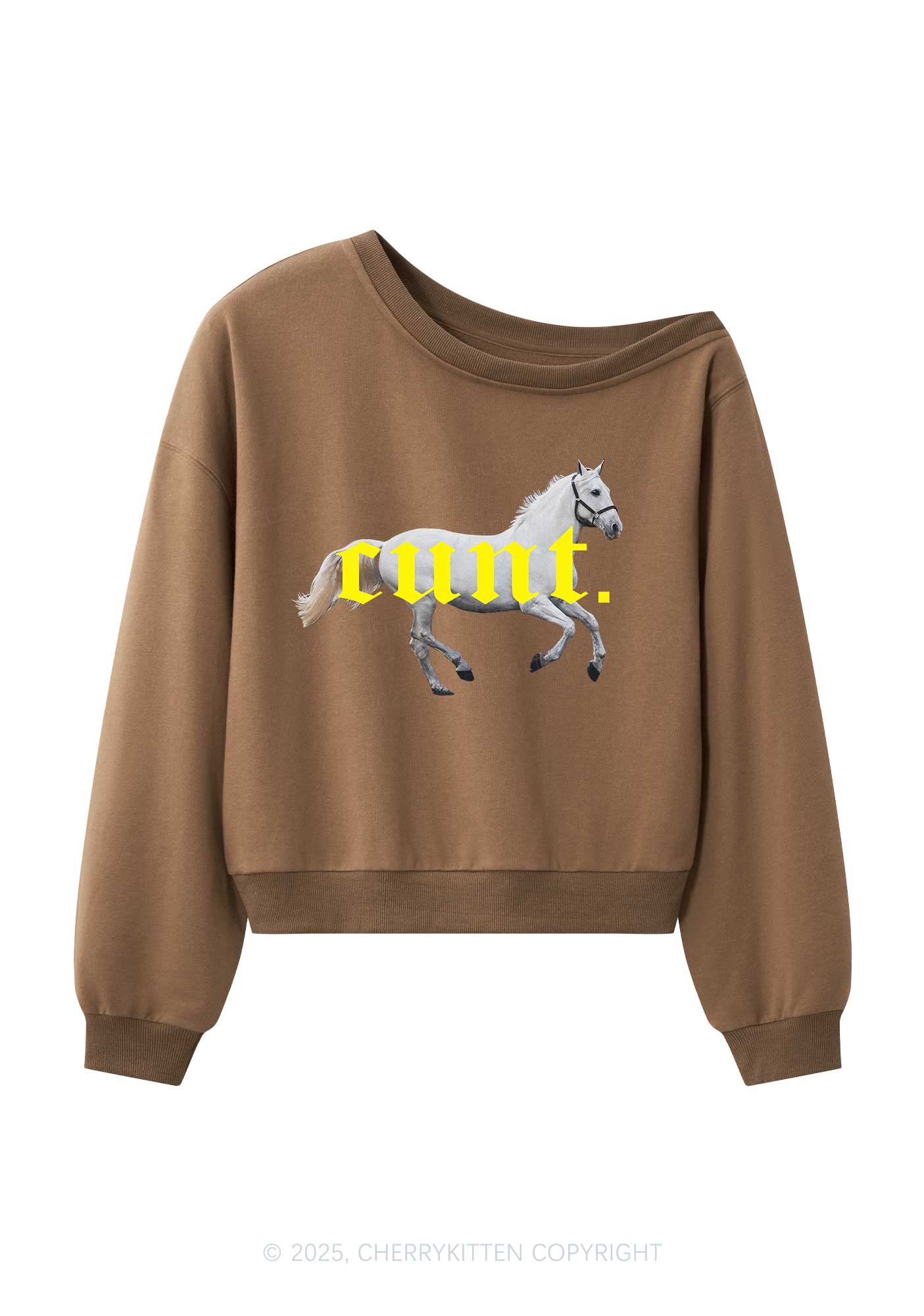 Cxxt Horse Y2K Off Shoulder Sweatshirts Cherrykitten