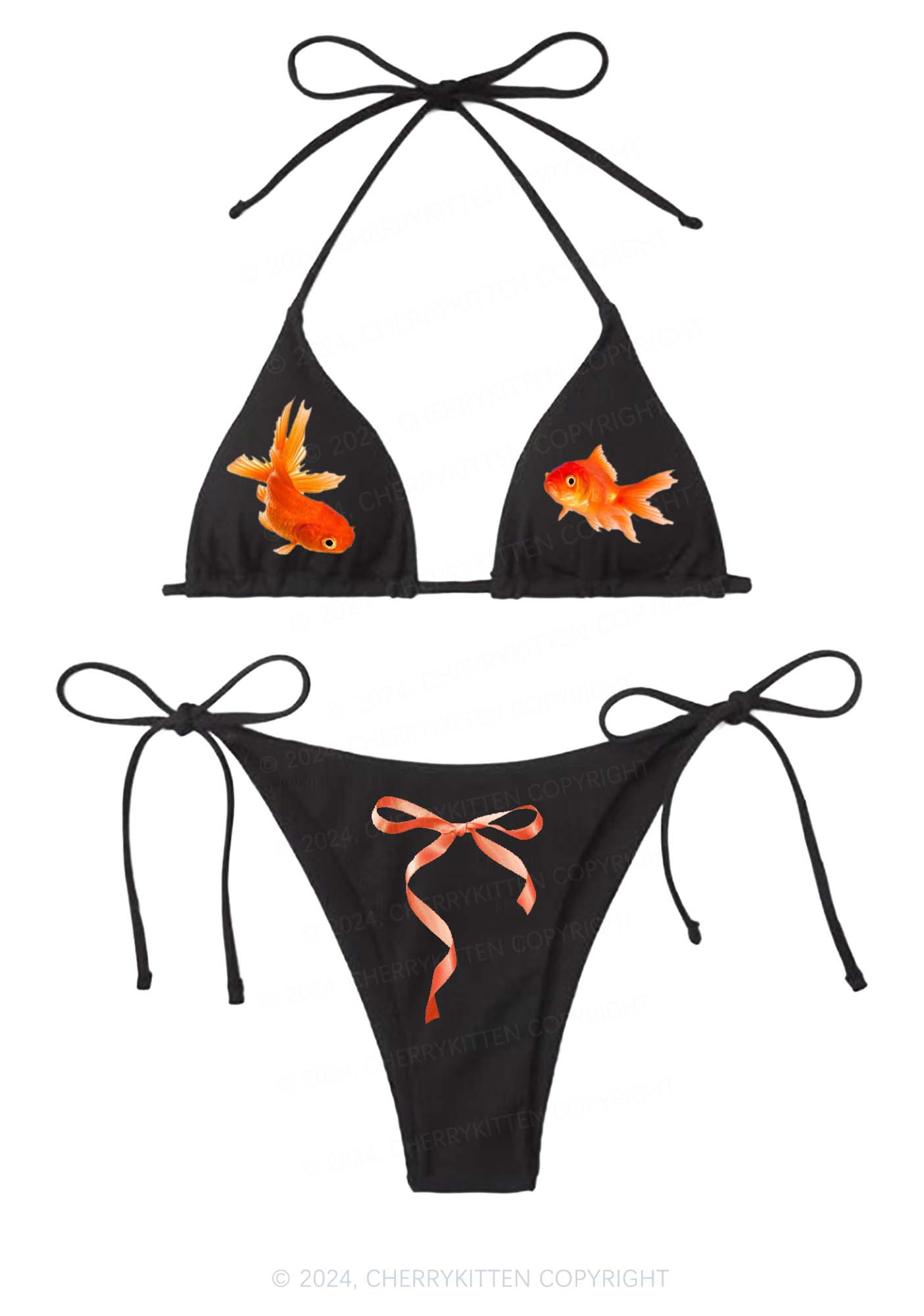 Goldfish Y2K Halter Triangle Bikini Set Cherrykitten