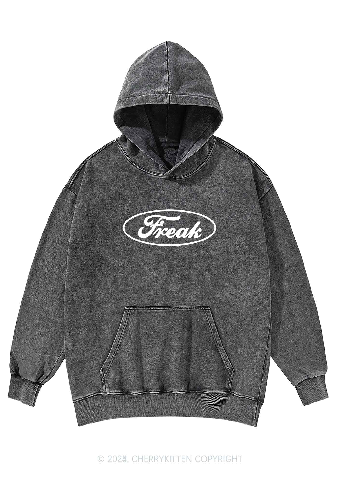 Oval Freak Y2K Washed Hoodie Cherrykitten