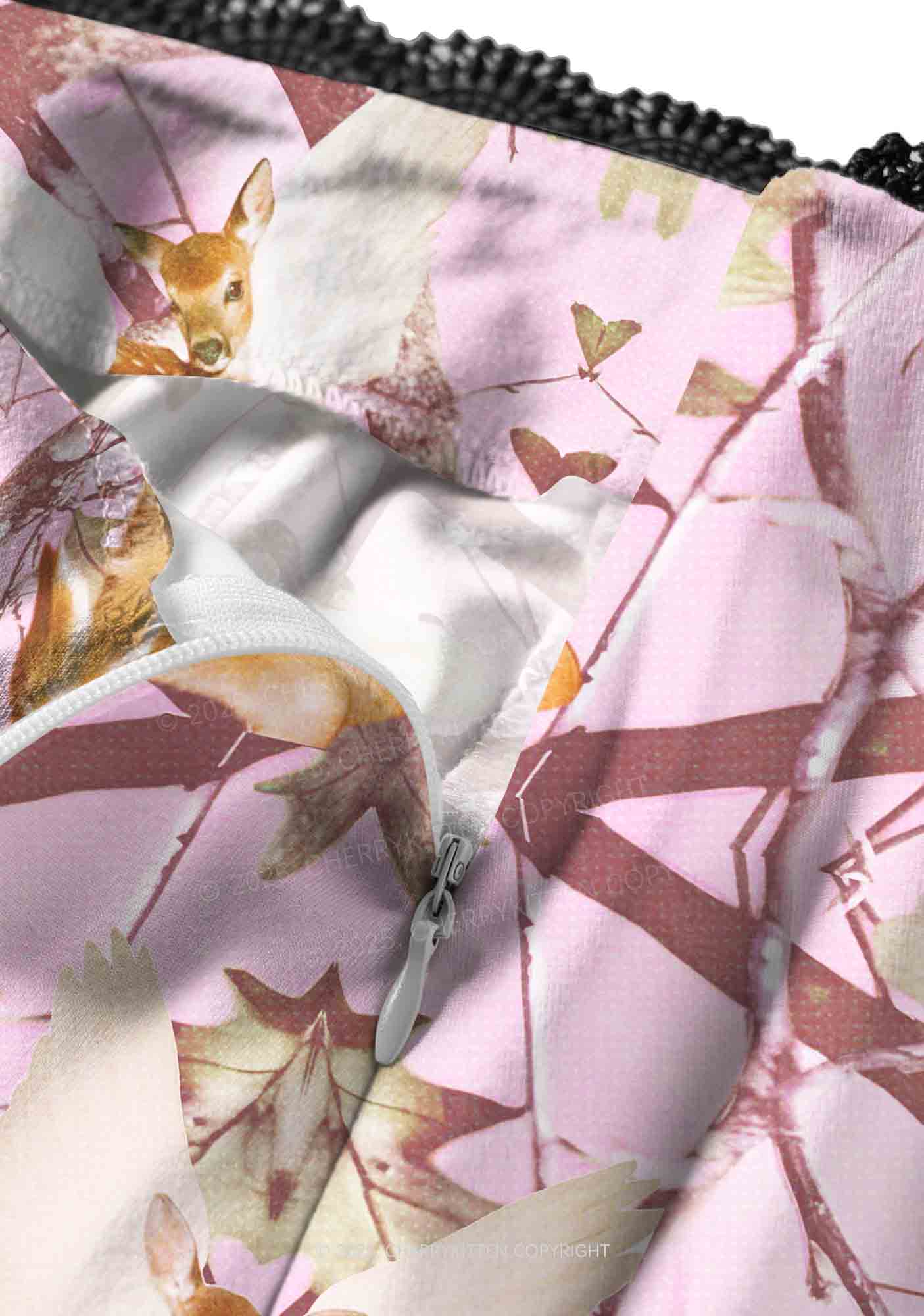 Pink Wood Deer Y2K Print Midi Skirt Cherrykitten