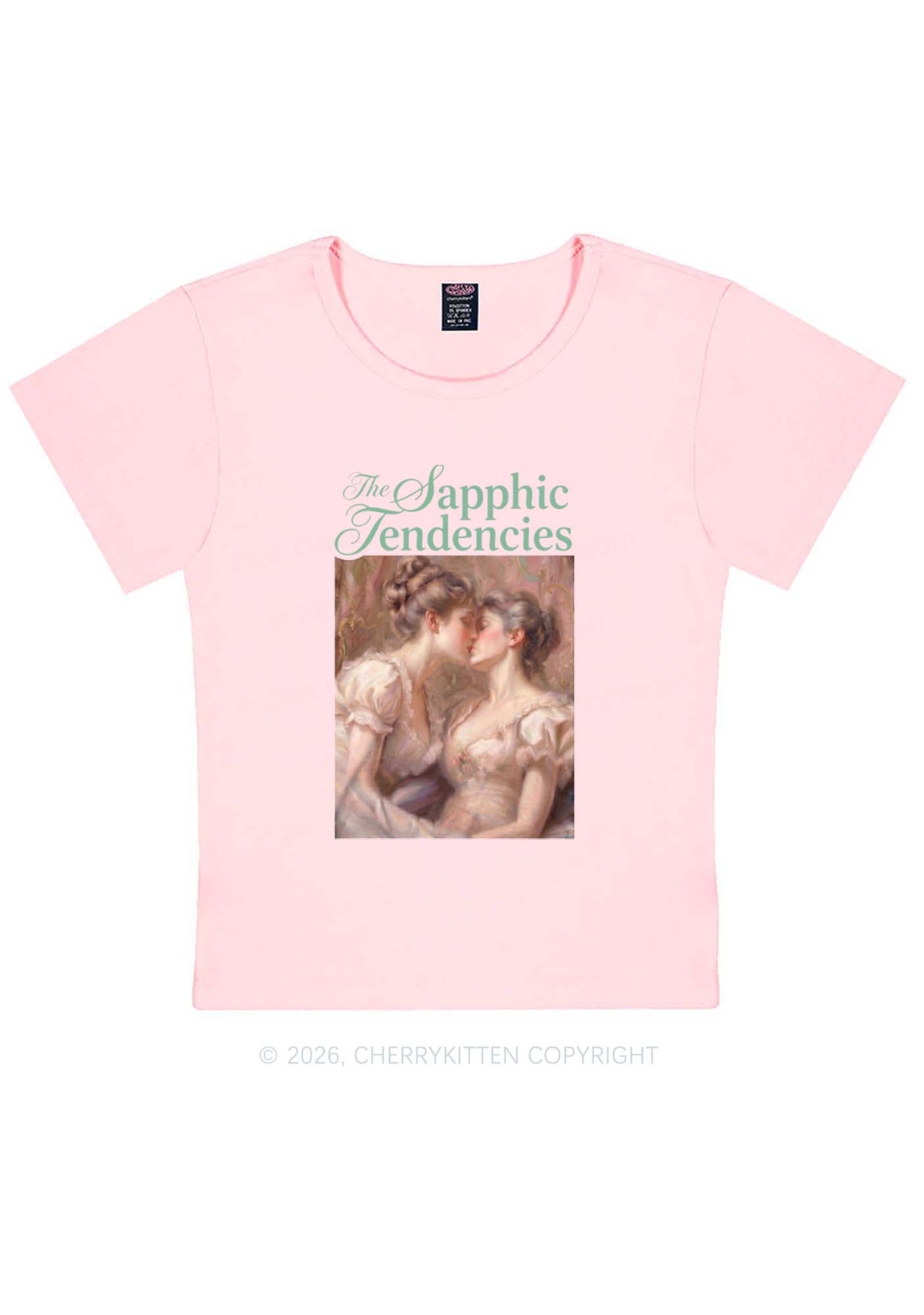 The Sapphic Tendencies Kiss Pride Y2K Baby Tee Cherrykitten