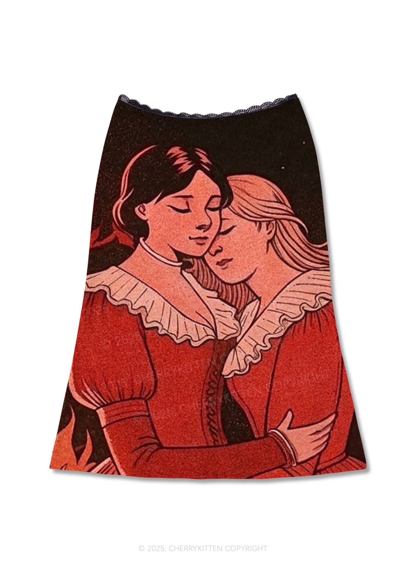 Lover Girls Pride Y2K Print Midi Skirt Cherrykitten