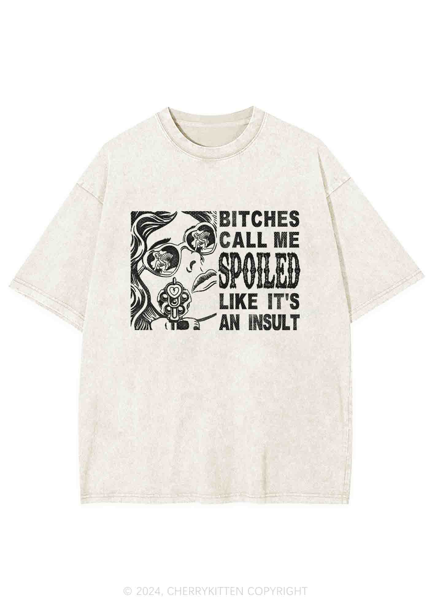 Bxxches Call Me Spoiled Y2K Washed Tee Cherrykitten