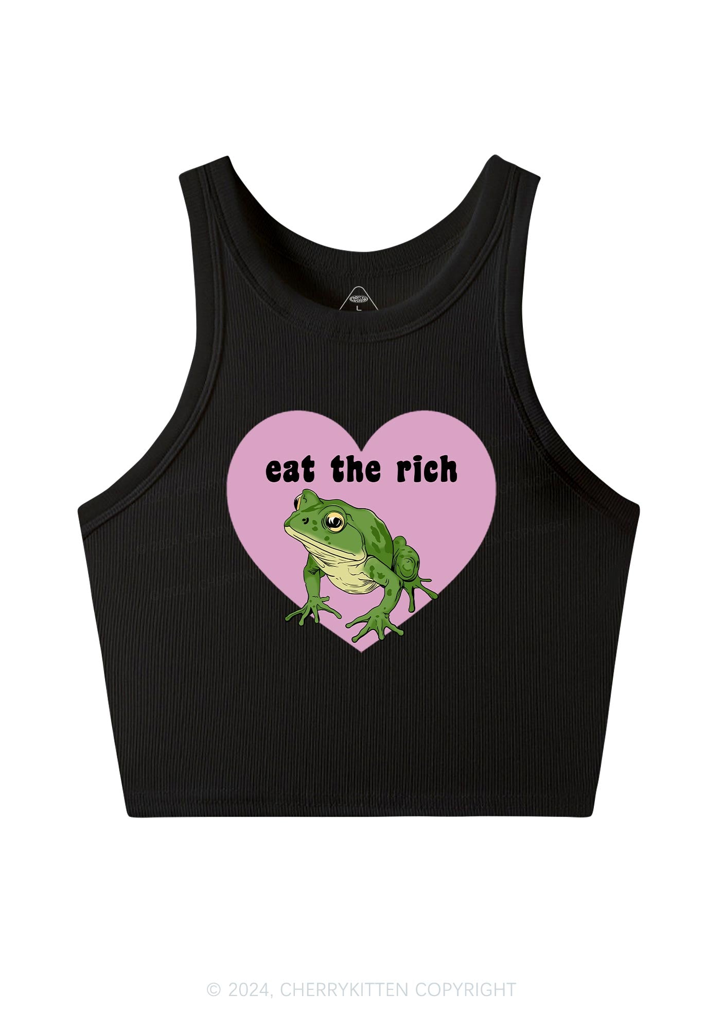 Eat The Rich Frog Y2K Crop Tank Top Cherrykitten