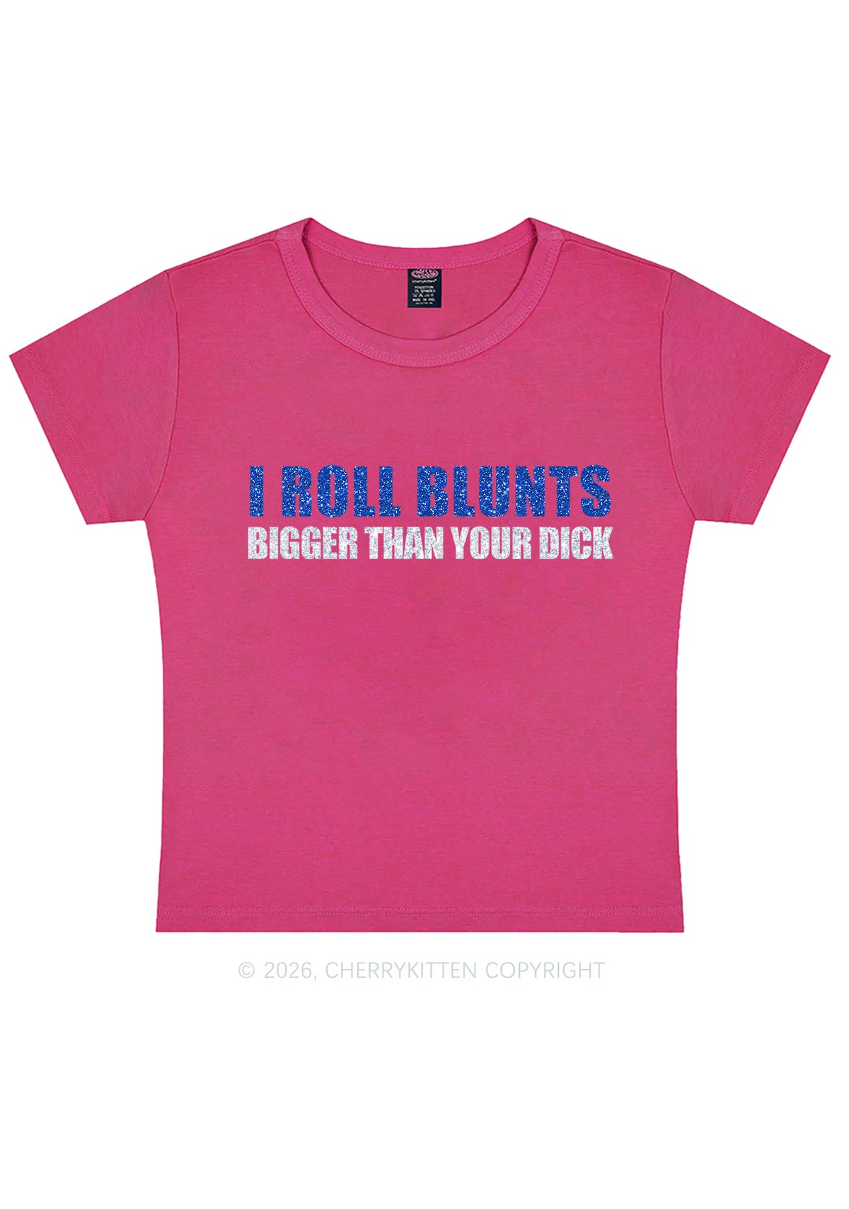 Glitter I Roll Blunts Y2K Baby Tee Cherrykitten