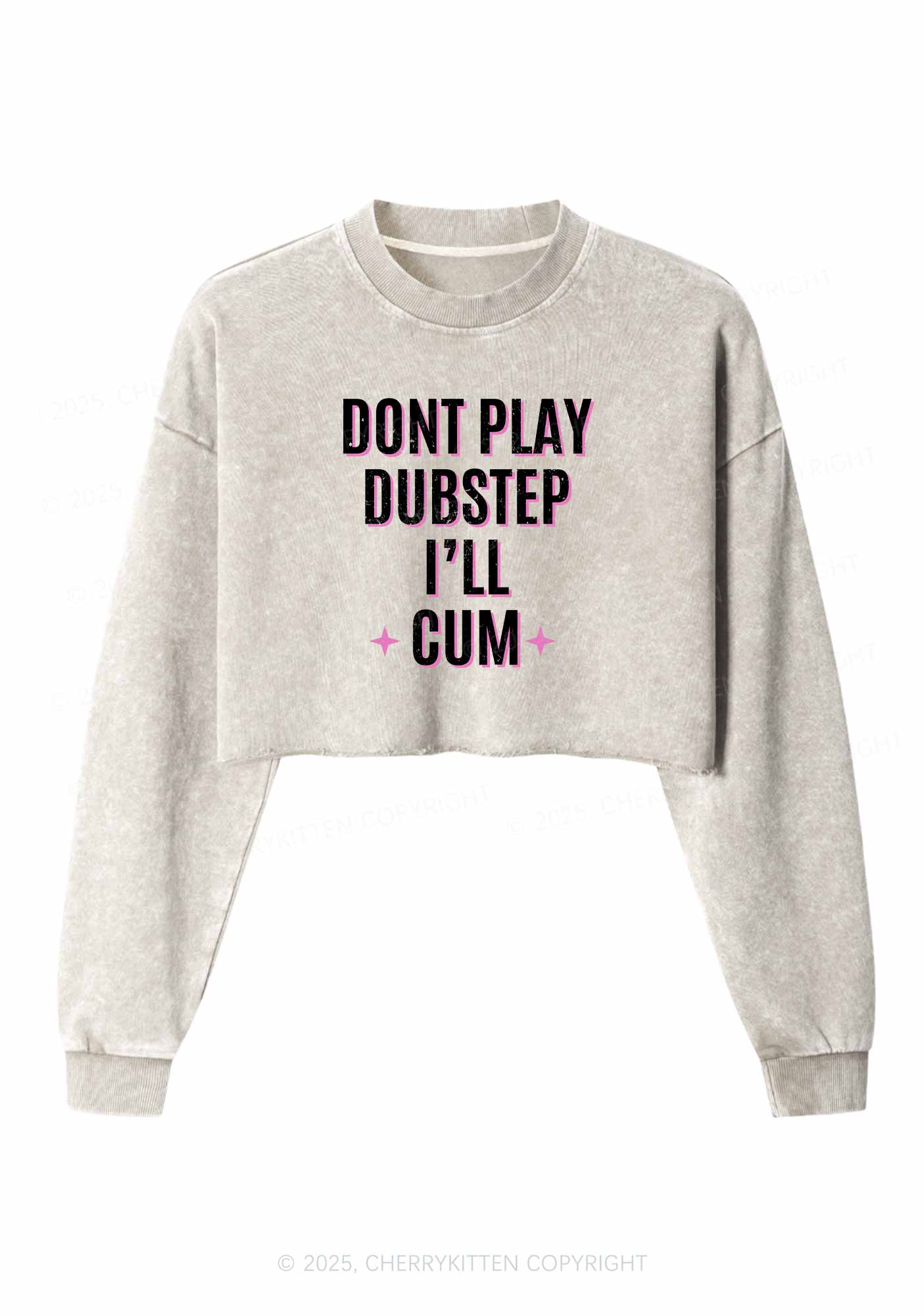 Dont Play Dubstep Y2K Crop Washed Sweatshirts Cherrykitten