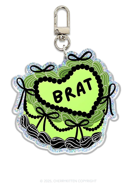 Green Brat 1Pc Y2K Glitter Keychain Cherrykitten