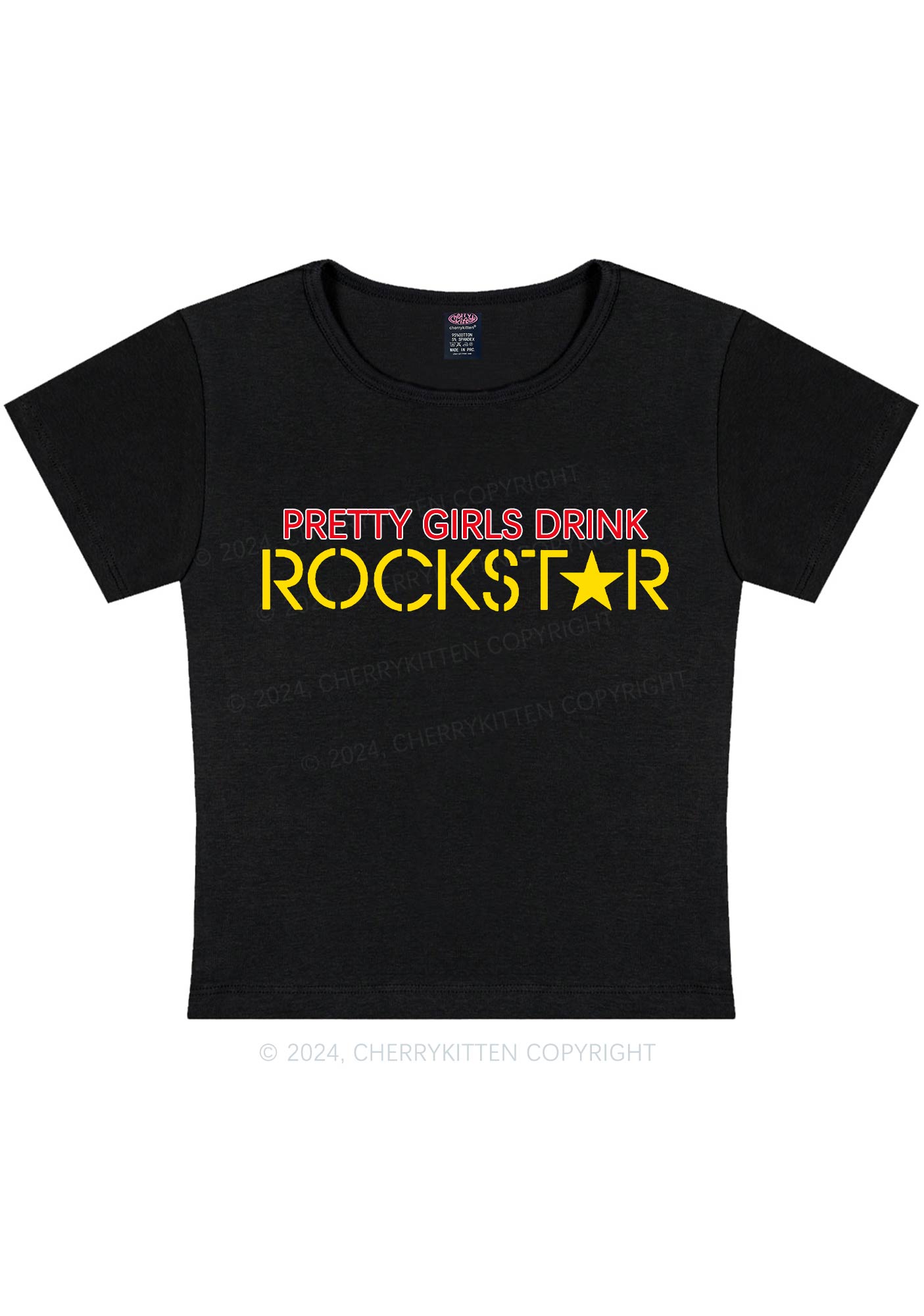 Pretty Girls Drink Rockstar Y2K Baby Tee Cherrykitten