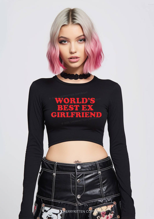 Best Ex Girlfriend Long Sleeve Crop Top Cherrykitten