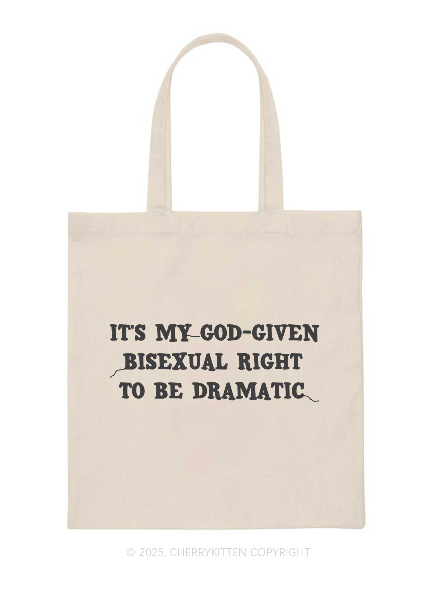 God Given Bisexual Right Pride Y2K Canvas Tote Bag Cherrykitten