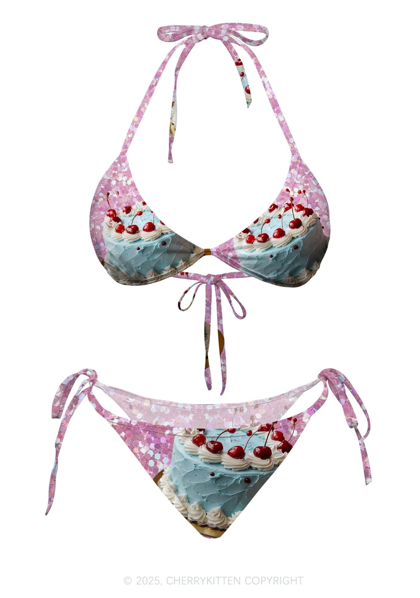 Cherry Cake Y2K Print Bikini Set Cherrykitten