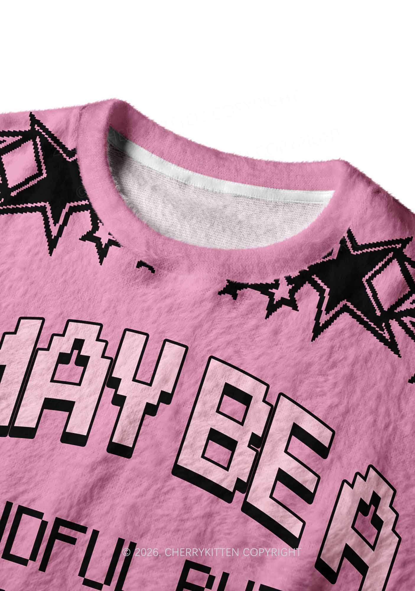 I May Be A Handful Y2K Christmas Knit Sweatshirt Cherrykitten
