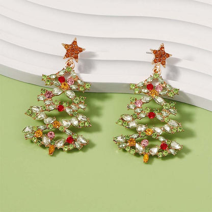 Creative Color Diamond Y2K Christmas Tree Earrings Cherrykitten