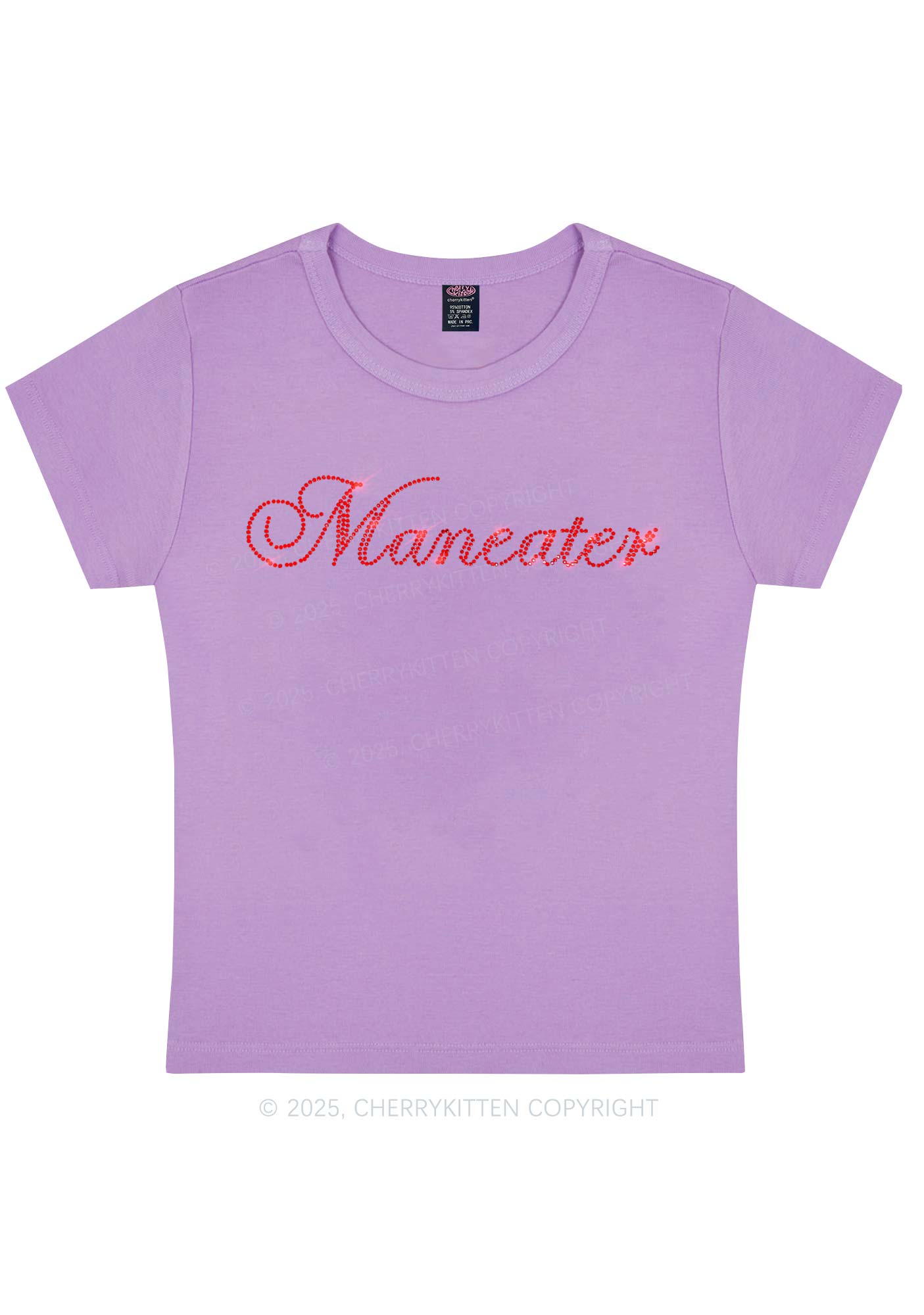 Rhinestone Maneater Y2K Baby Tee Cherrykitten